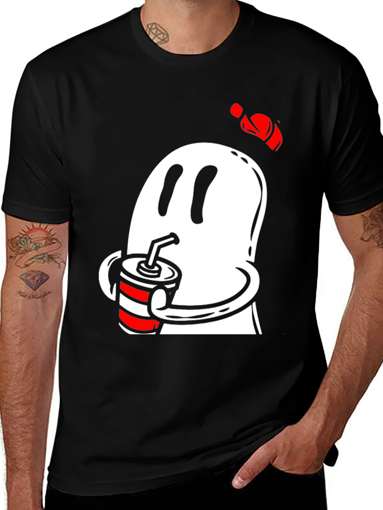 Variant 30 of Ghost Drinking Soda Men's Black T-Shirt