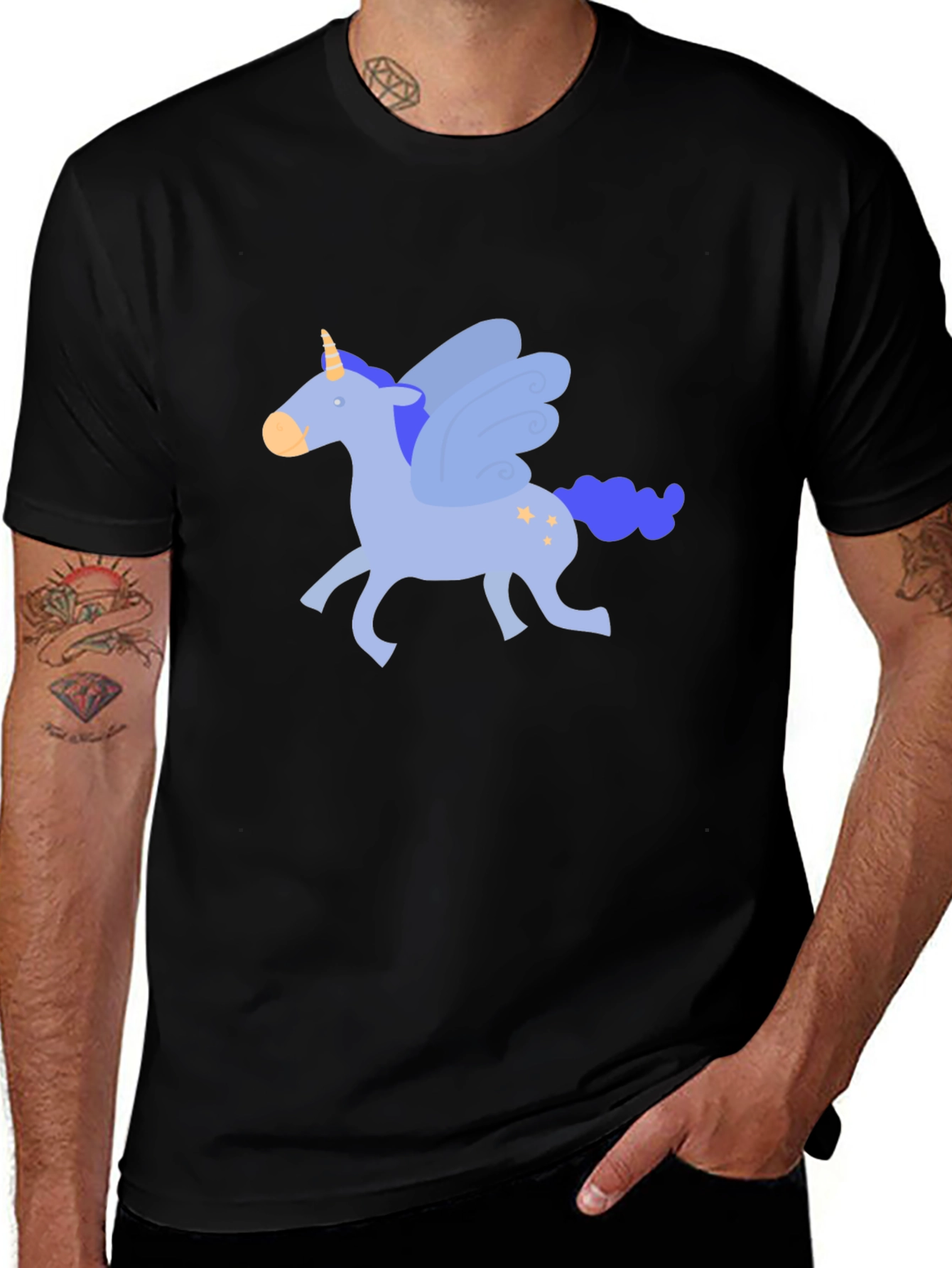 Unicorn Pegasus Graphic T-Shirt - Black Casual Tee