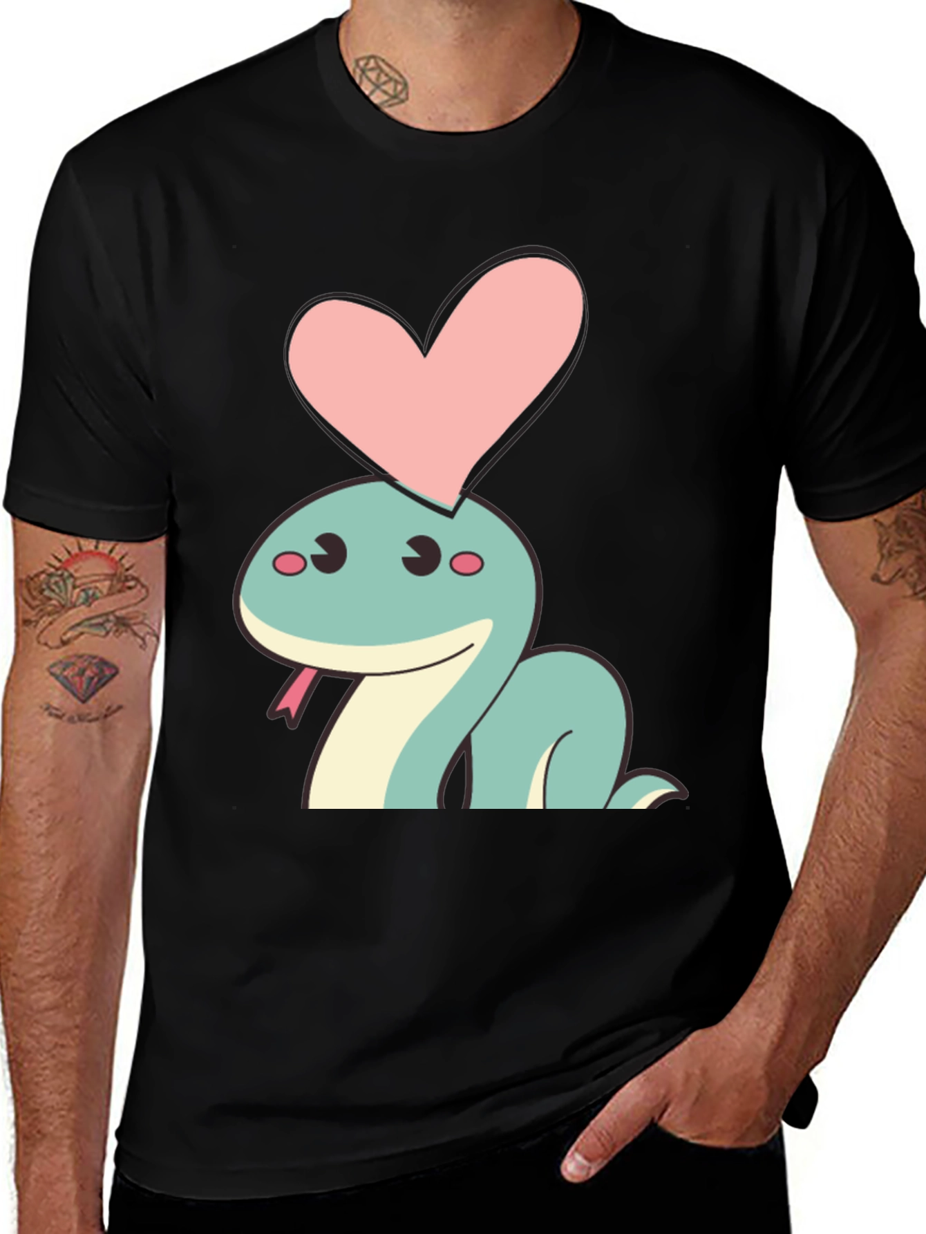 Variant 14 of Cute Cartoon Snake Heart Graphic T-Shirt