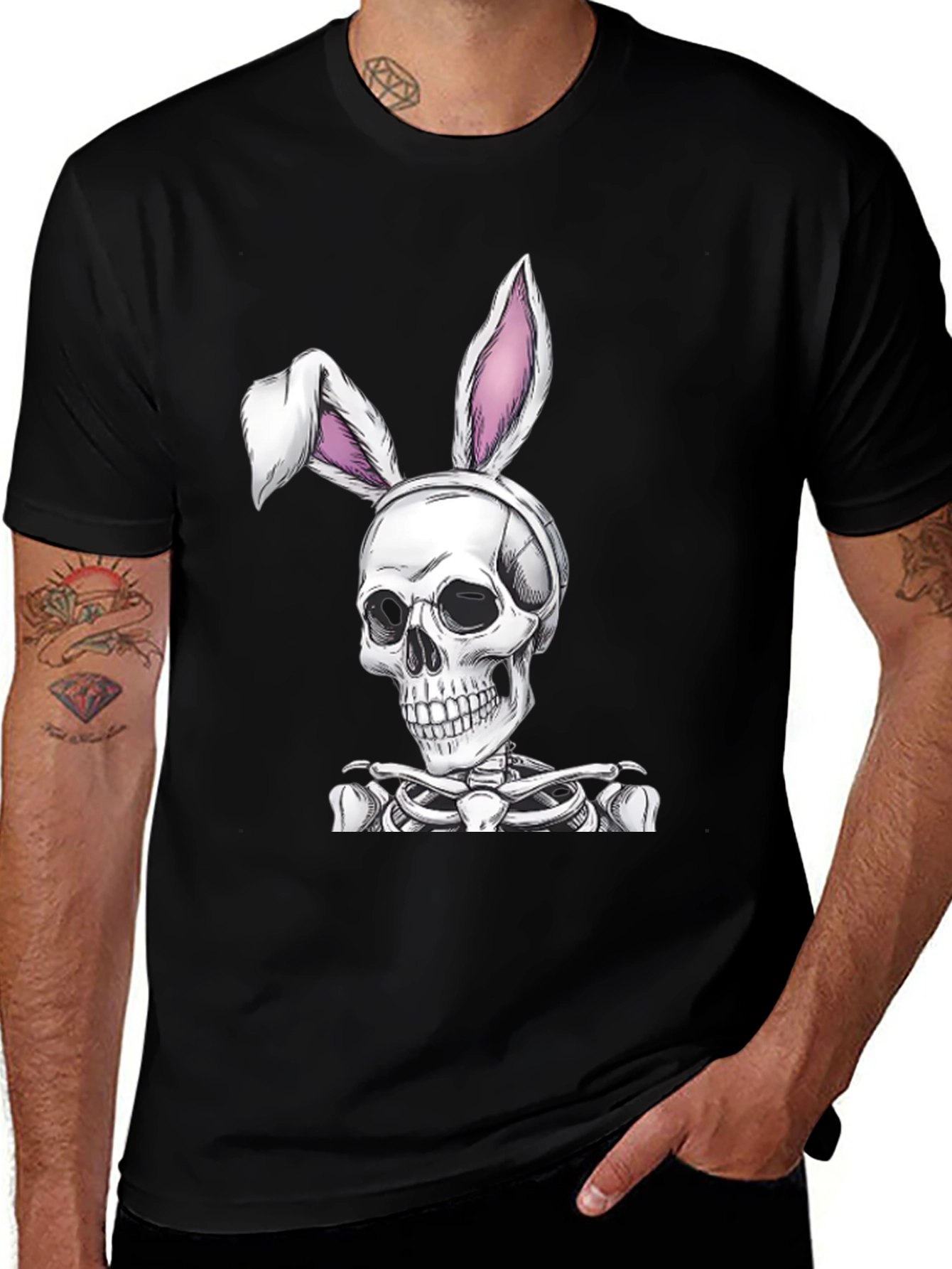 Variant 19 of Skull Bunny Graphic Tee - Spooky Easter T-Shirt
