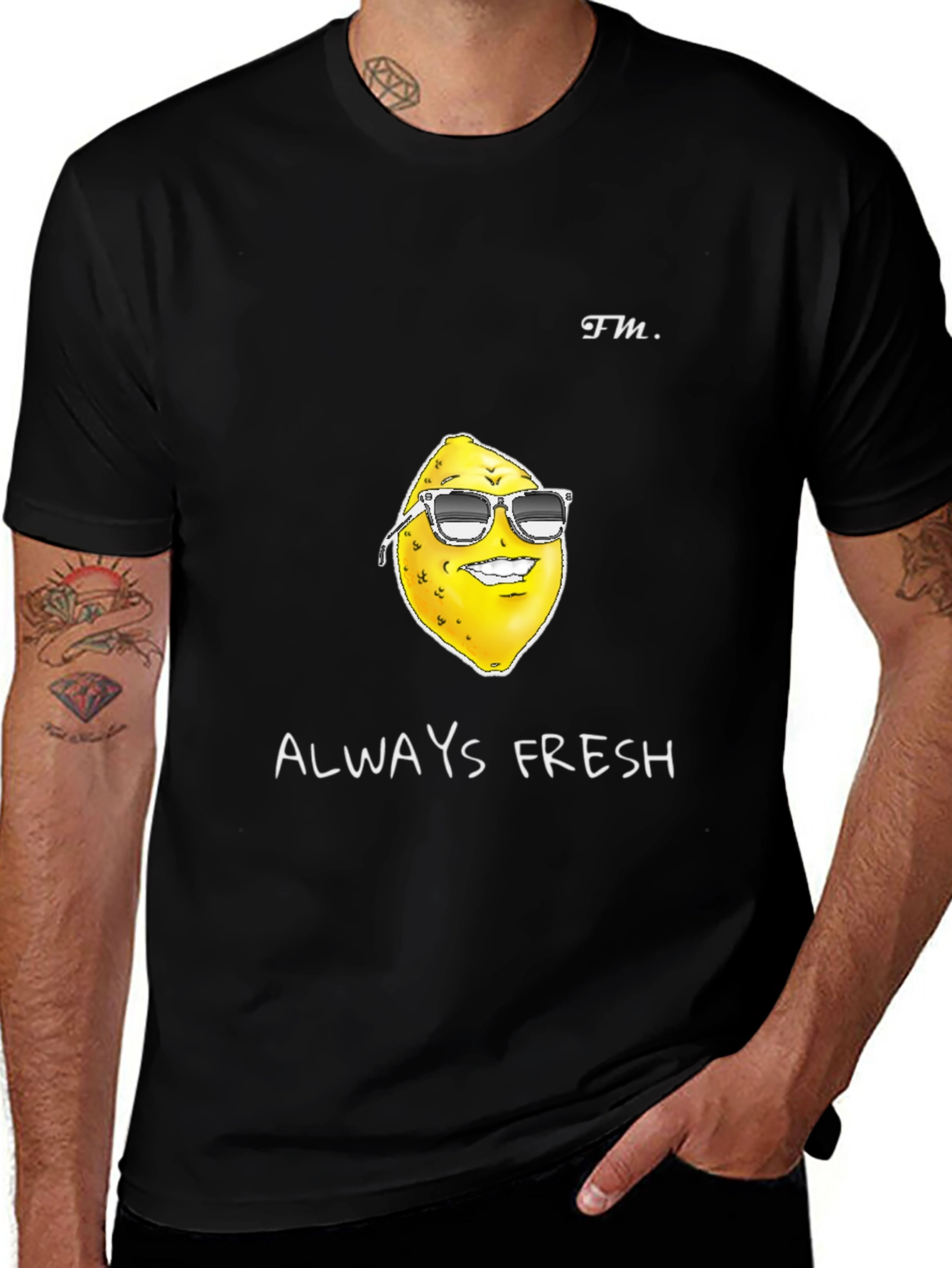 Variant 22 of Cool Lemon Graphic Tee - Always Fresh Black T-Shirt