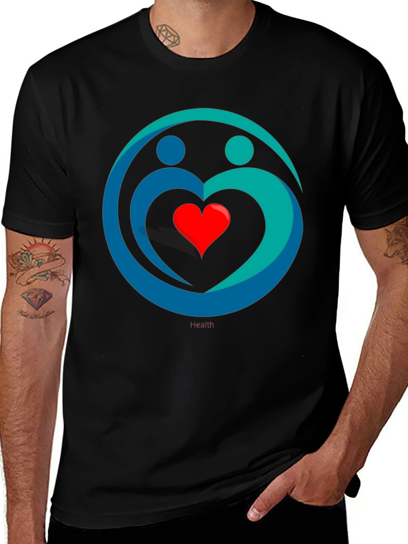 Variant 23 of Heart Health Graphic Tee - Black Casual Comfort