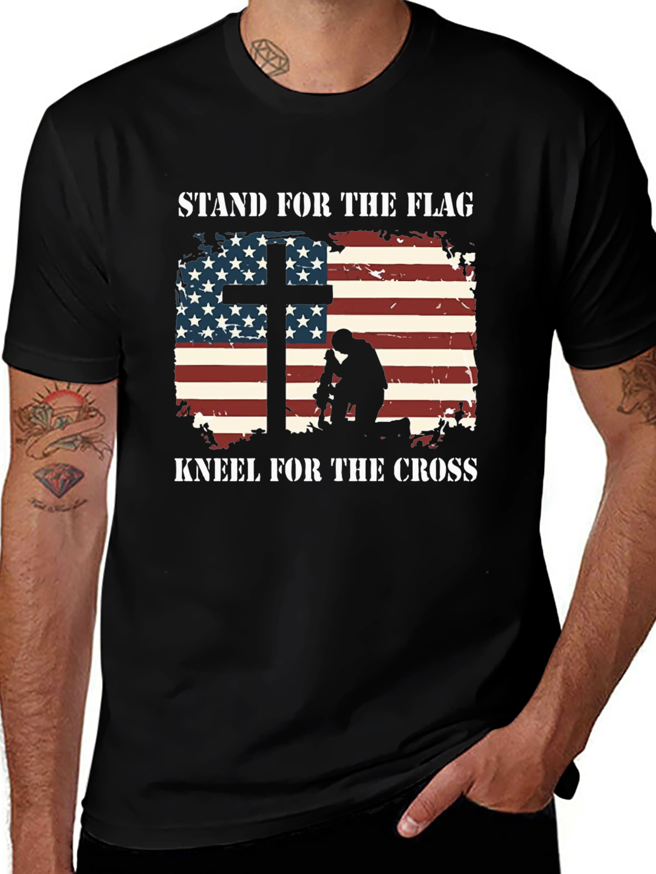 Variant 26 of Stand For The Flag, Kneel For The Cross T-Shirt