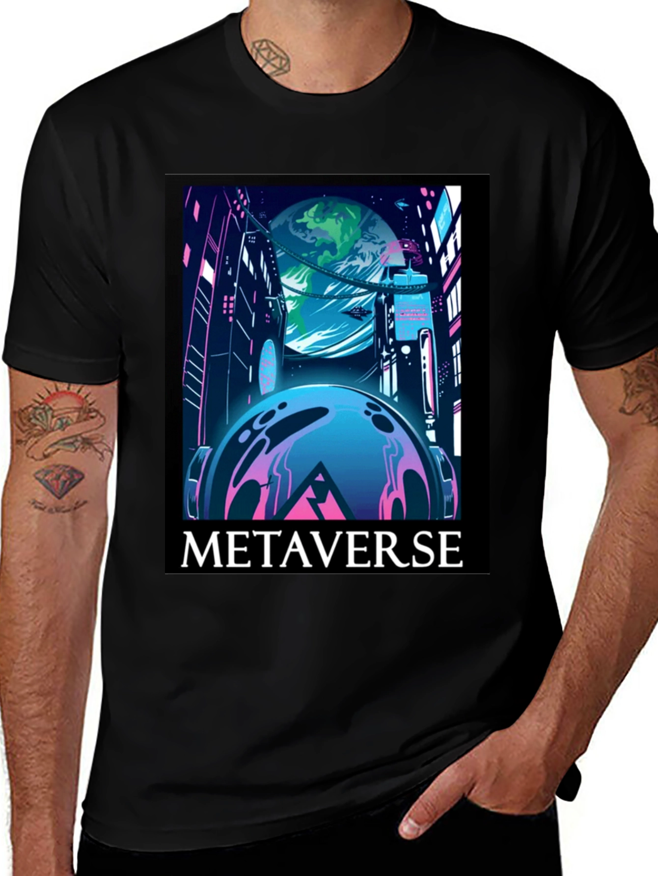 Metaverse Graphic Tee - Sci-Fi Style