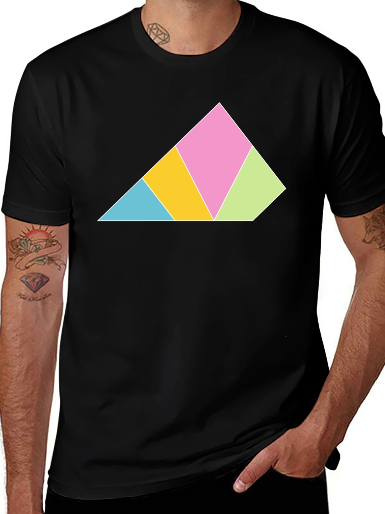 Variant 21 of Geometric Triangle Graphic Tee - Modern Black T-Shirt