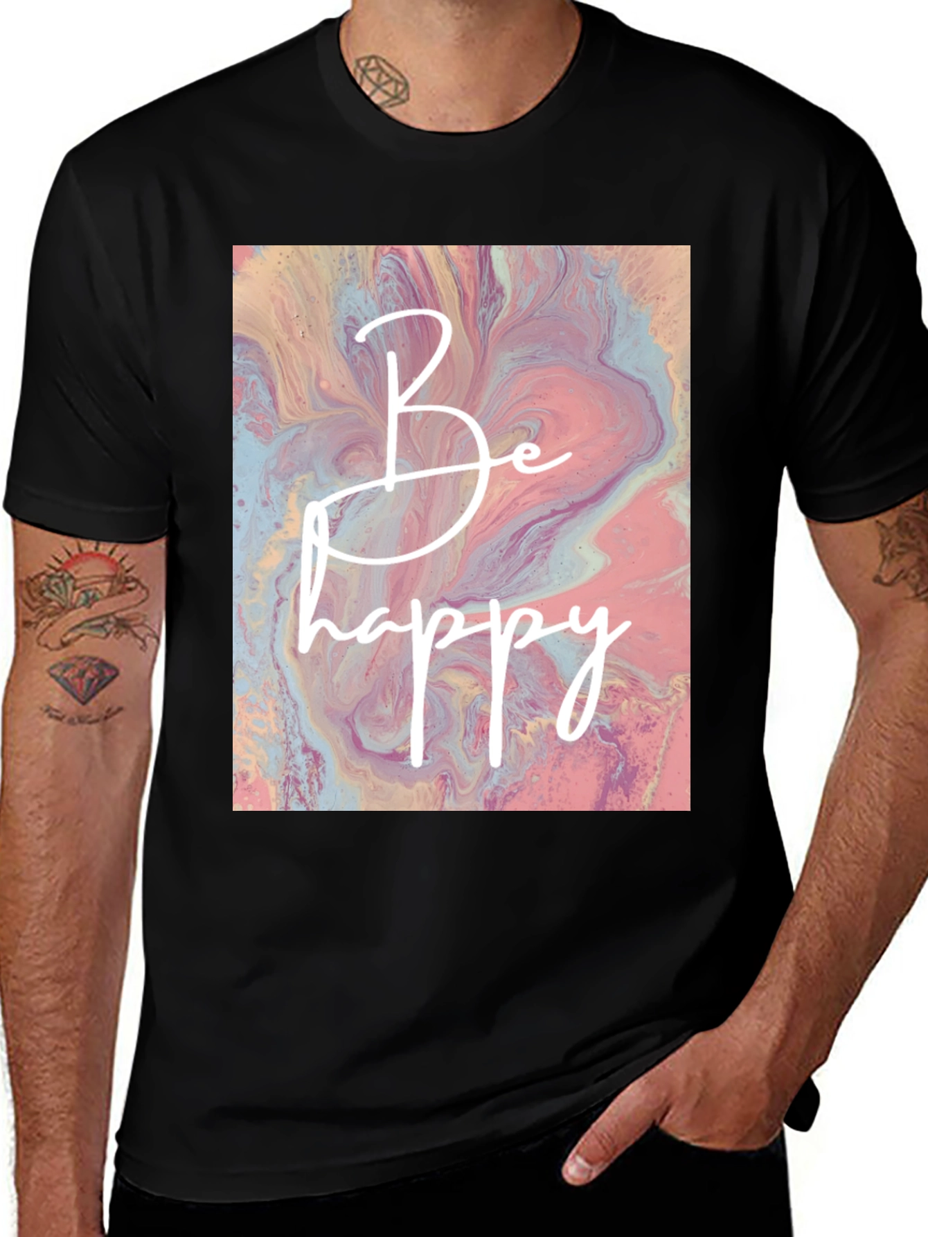 Variant 2 of Be Happy Graphic Tee - Stylish Comfort