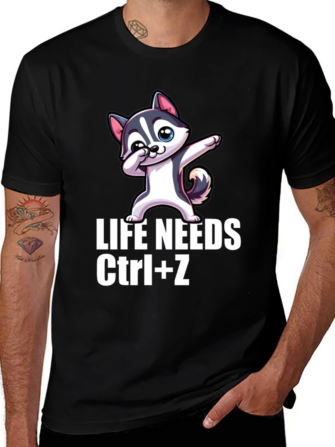 Variant 21 of Life Needs Ctrl+Z T-Shirt - Funny Husky Dab Tee