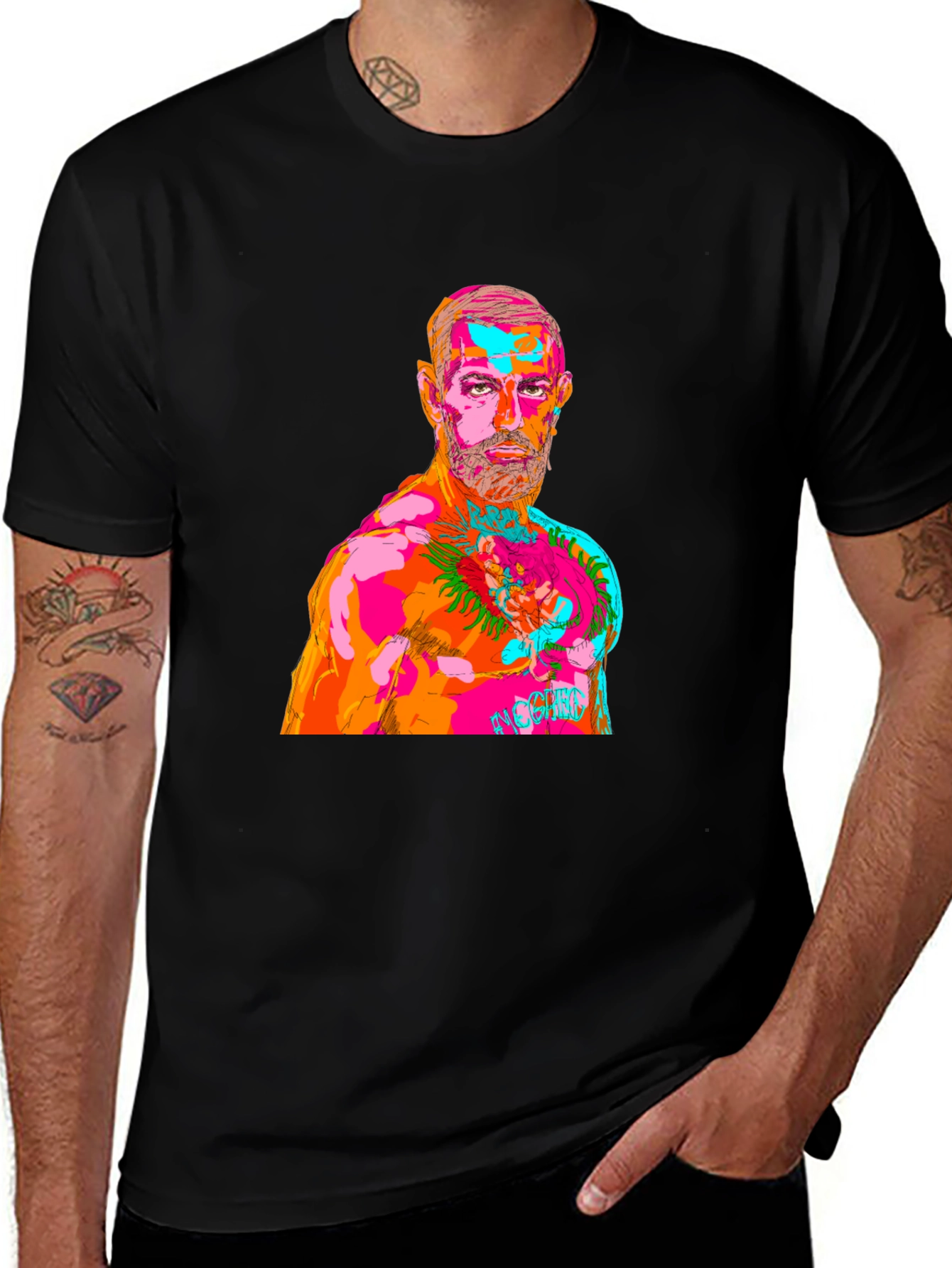 Vibrant Conor McGregor Graphic Tee - Black Cotton T-Shirt
