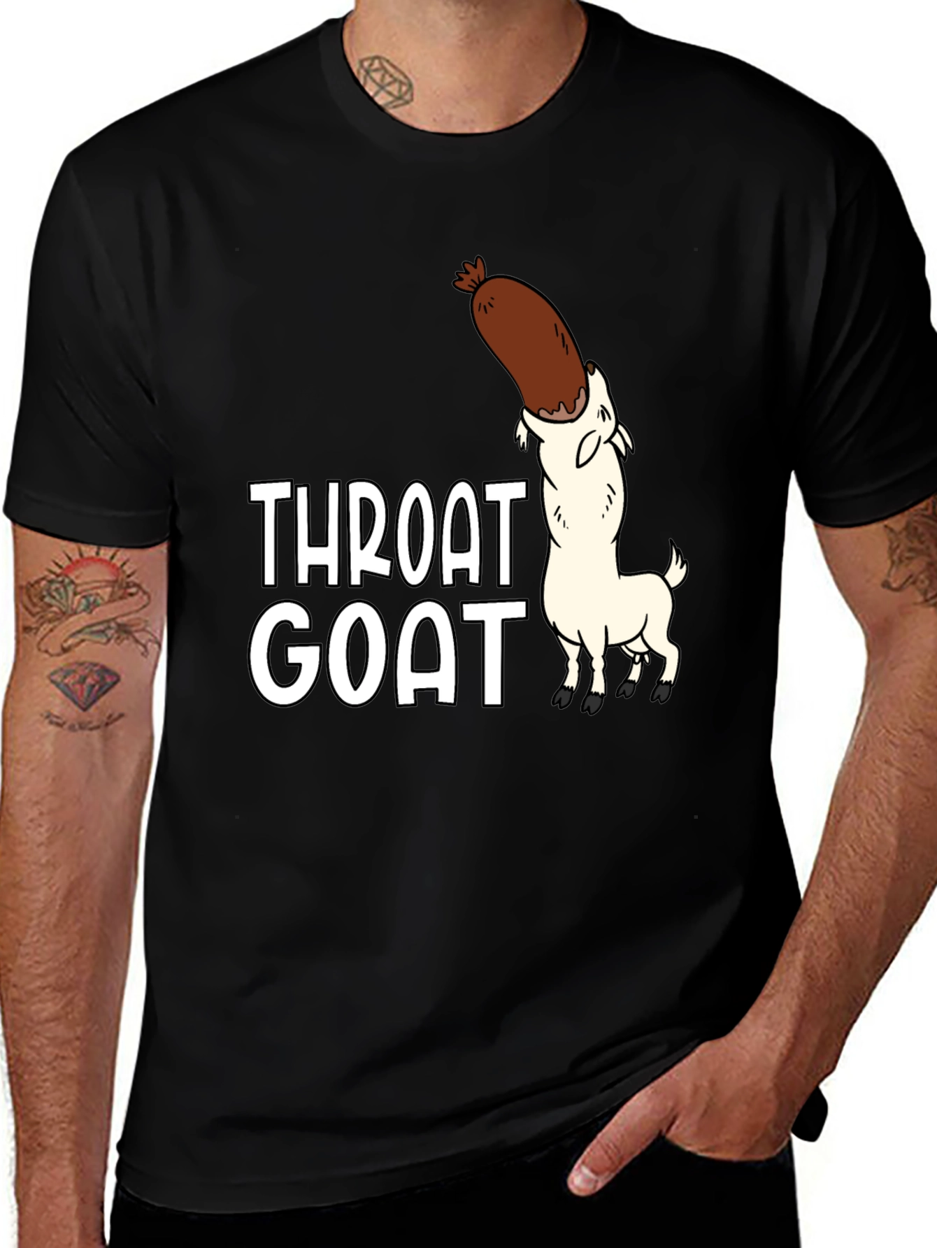 Variant 3 of Throat Goat Graphic Tee - Black Unisex Shirt