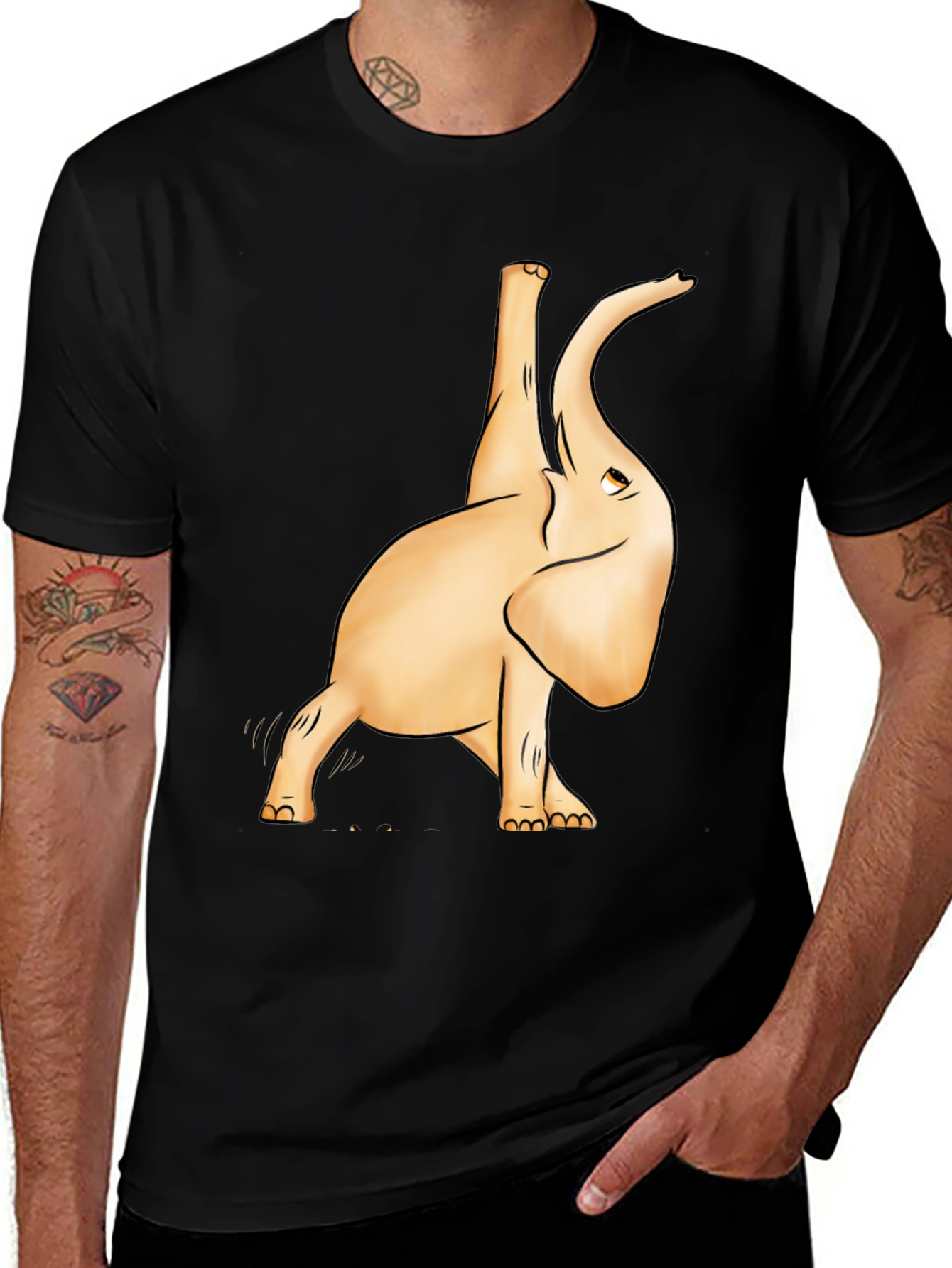 Variant 19 of Elephant Yoga Black T-Shirt