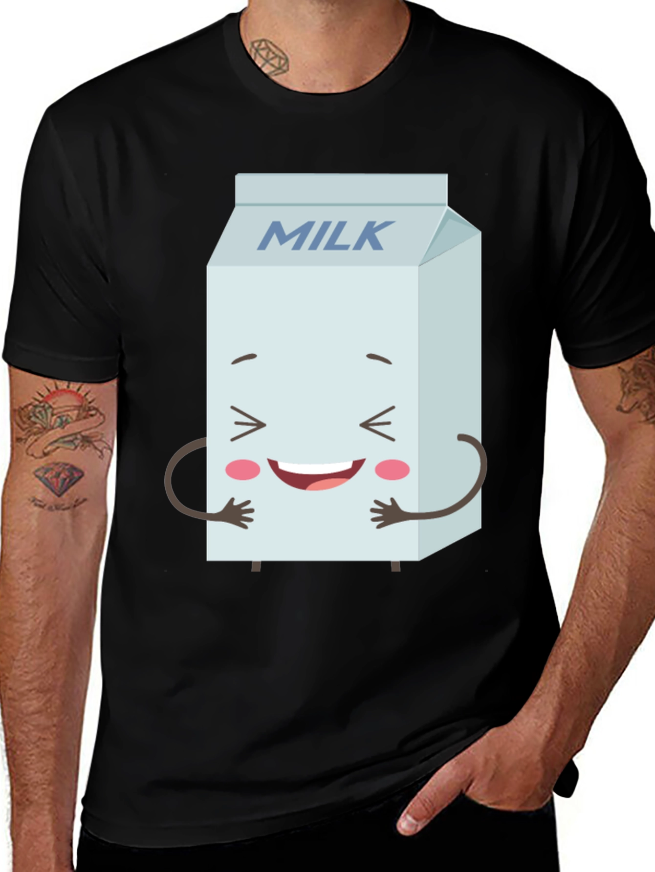 Variant 18 of Funny Milk Carton Graphic Tee - Black Crewneck T-Shirt