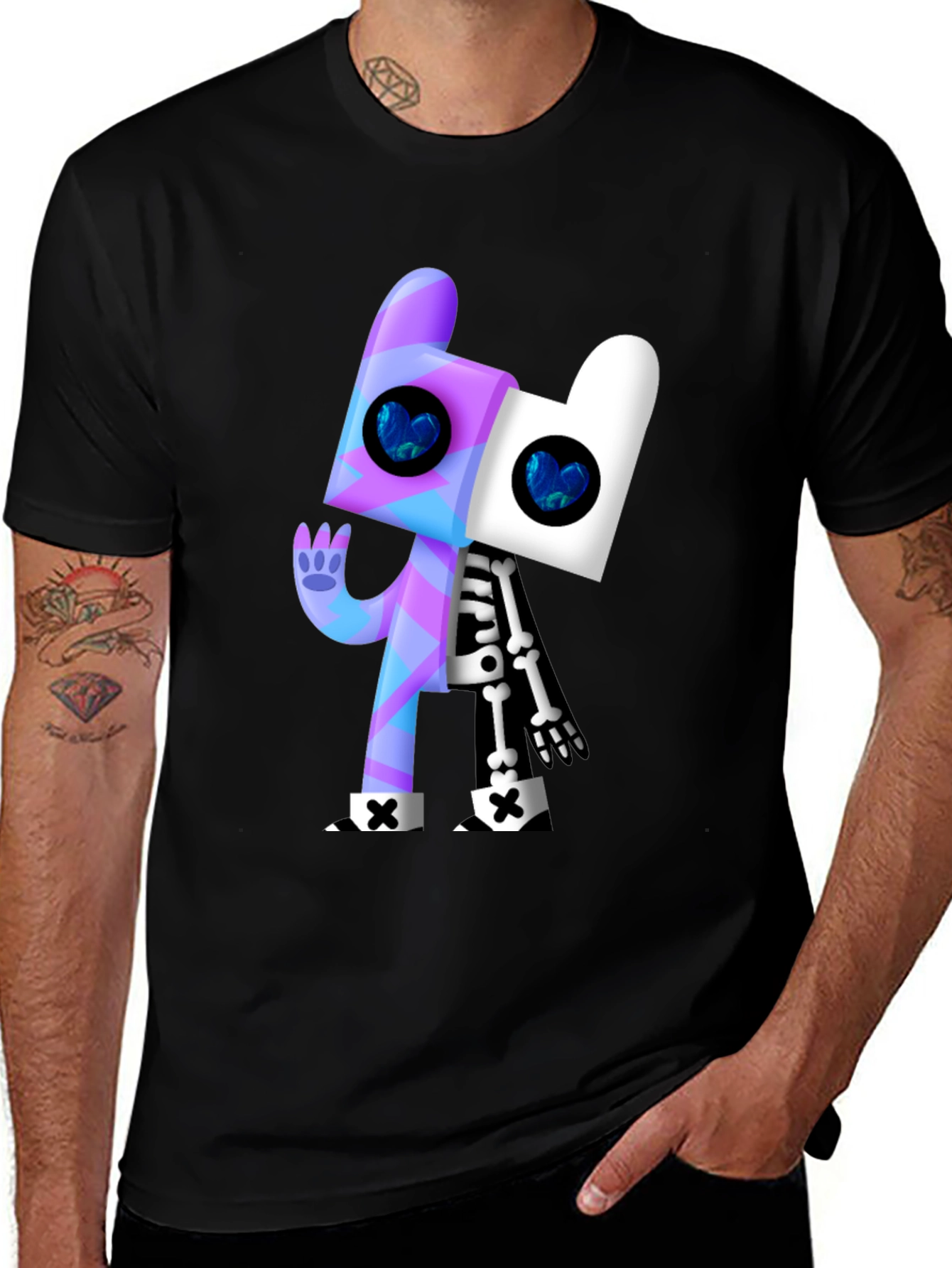 Variant 16 of Cartoon Character Graphic Black T-Shirt