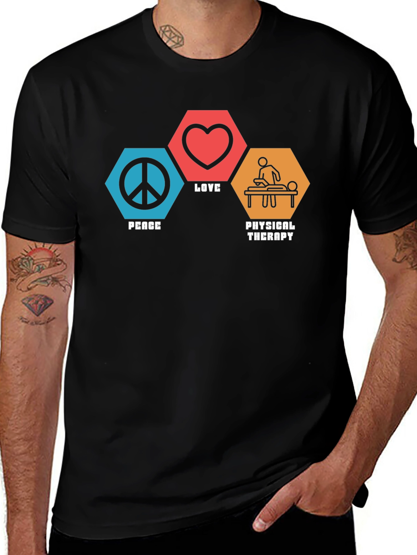 Variant 7 of Peace Love Physical Therapy Black Graphic Tee