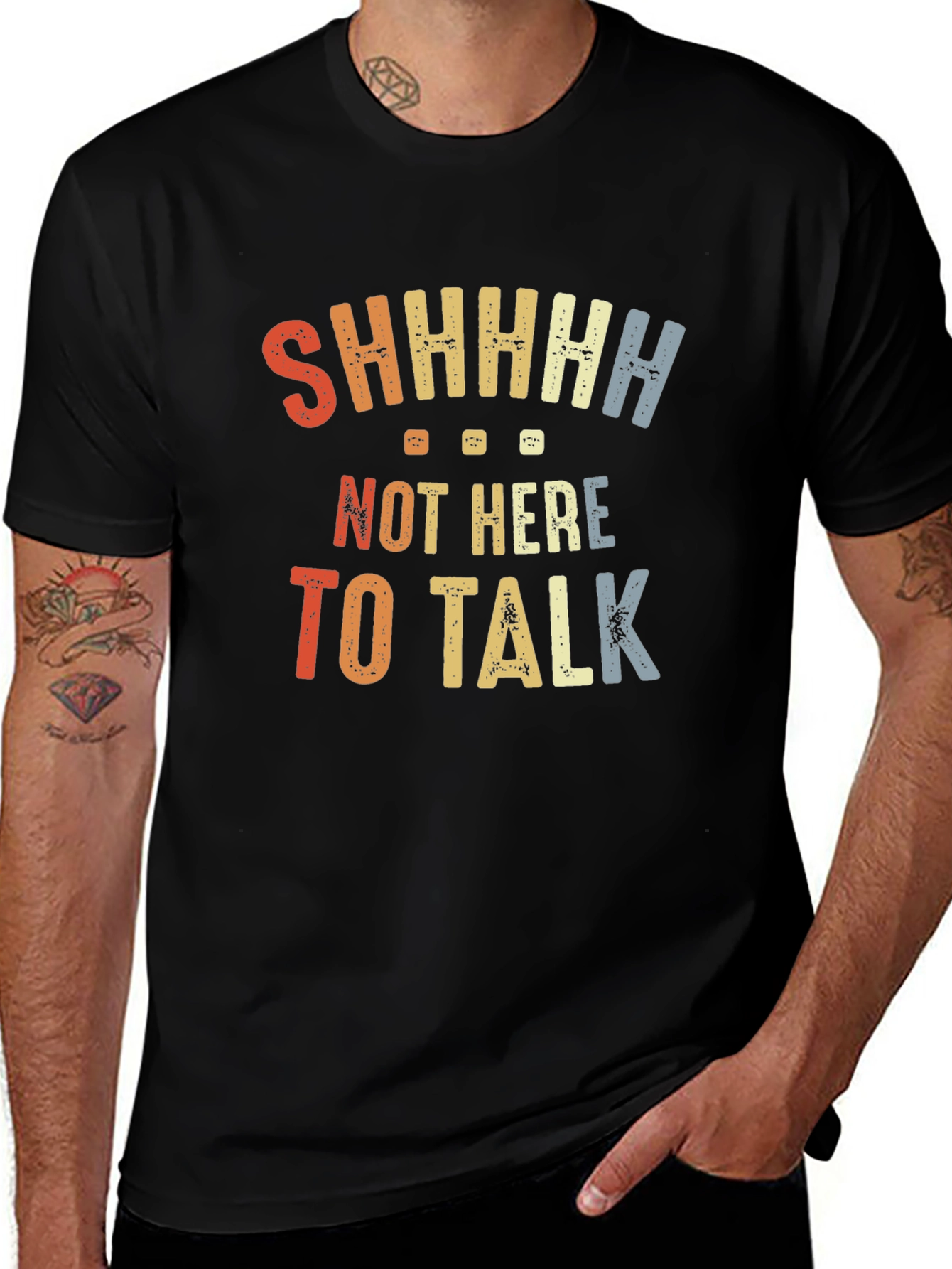 Variant 29 of Shhhh Not Here to Talk Funny Graphic Tee
