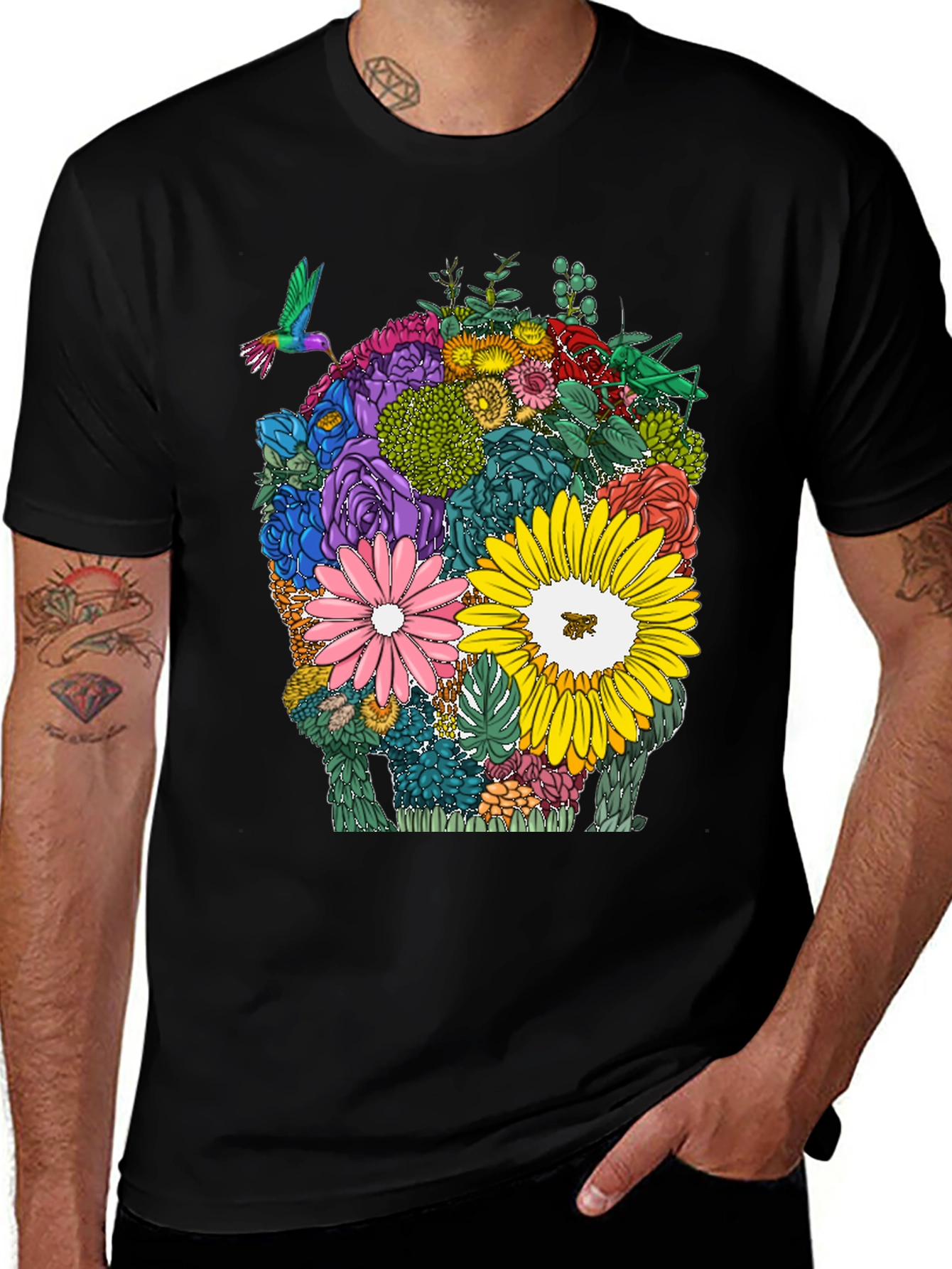 Variant 20 of Floral Skull Graphic T-Shirt - Unique Design