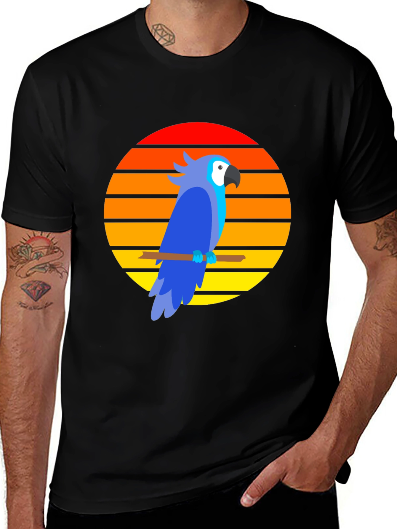 Variant 20 of Parrot Sunset Graphic Tee - Trendy Casual Style