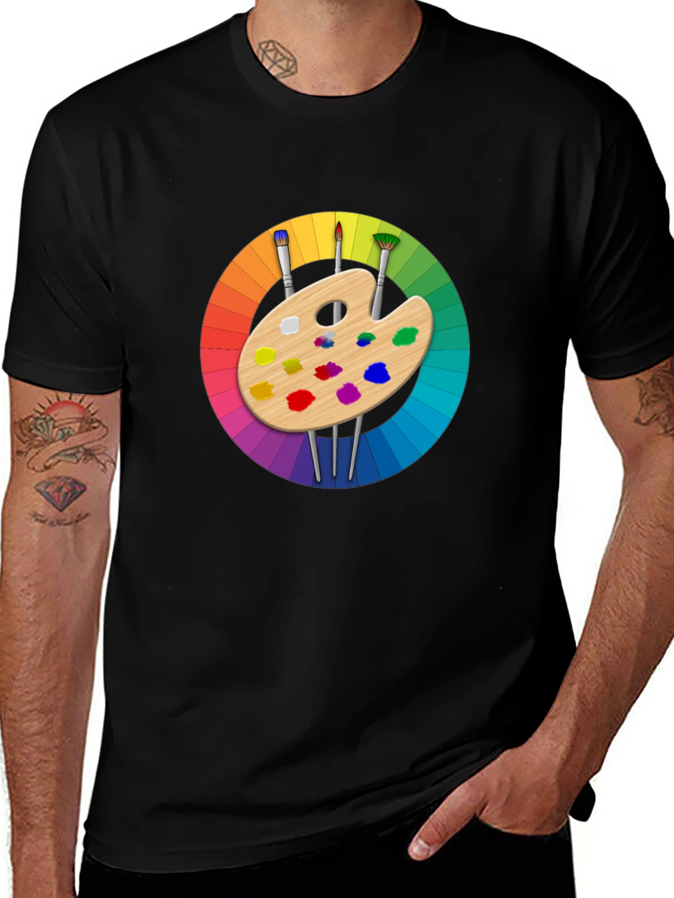 Black Colorful Artist Palette Graphic T-Shirt main image
