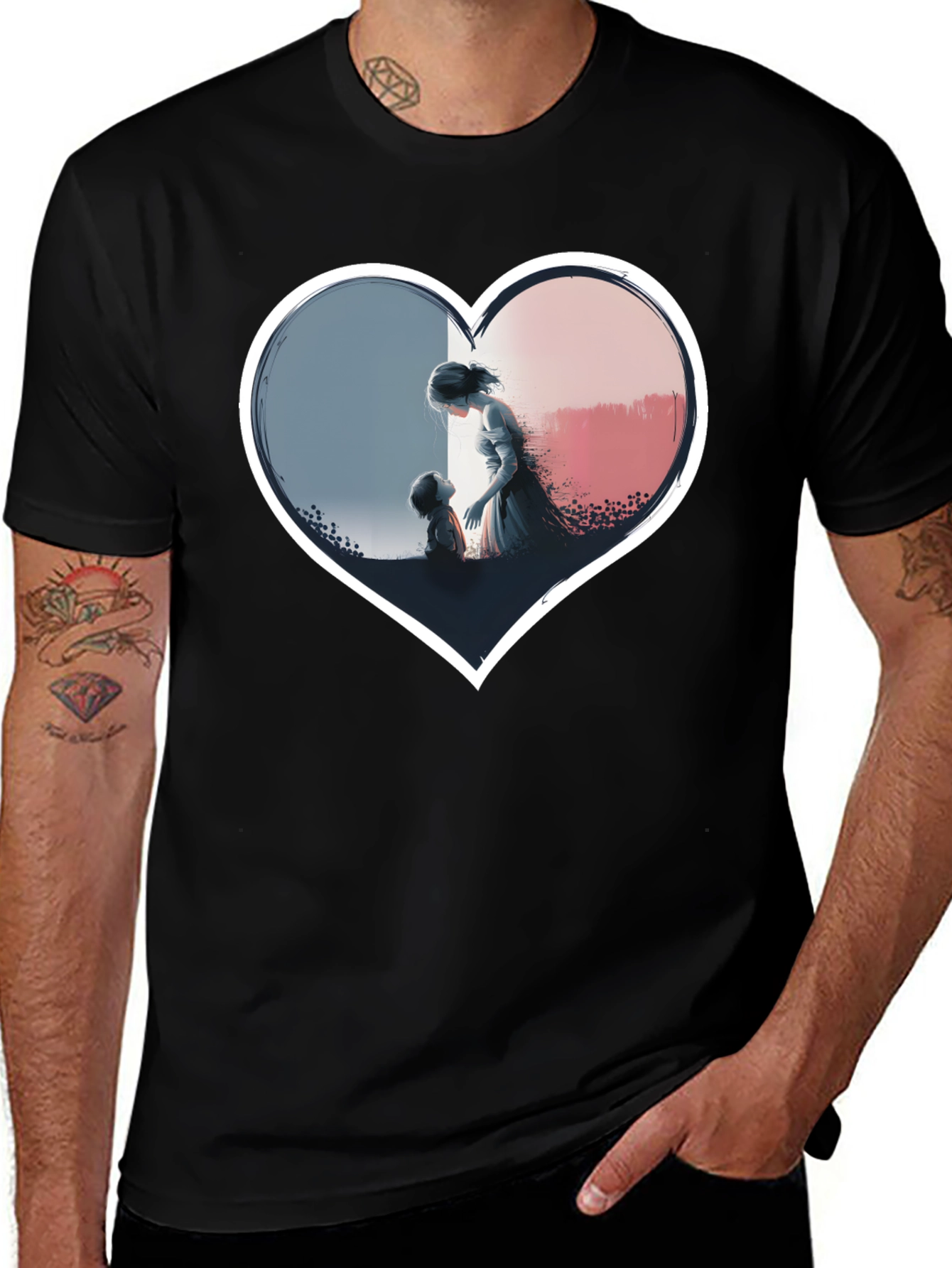 Variant 7 of Heart Graphic Tee - Mother & Child Love