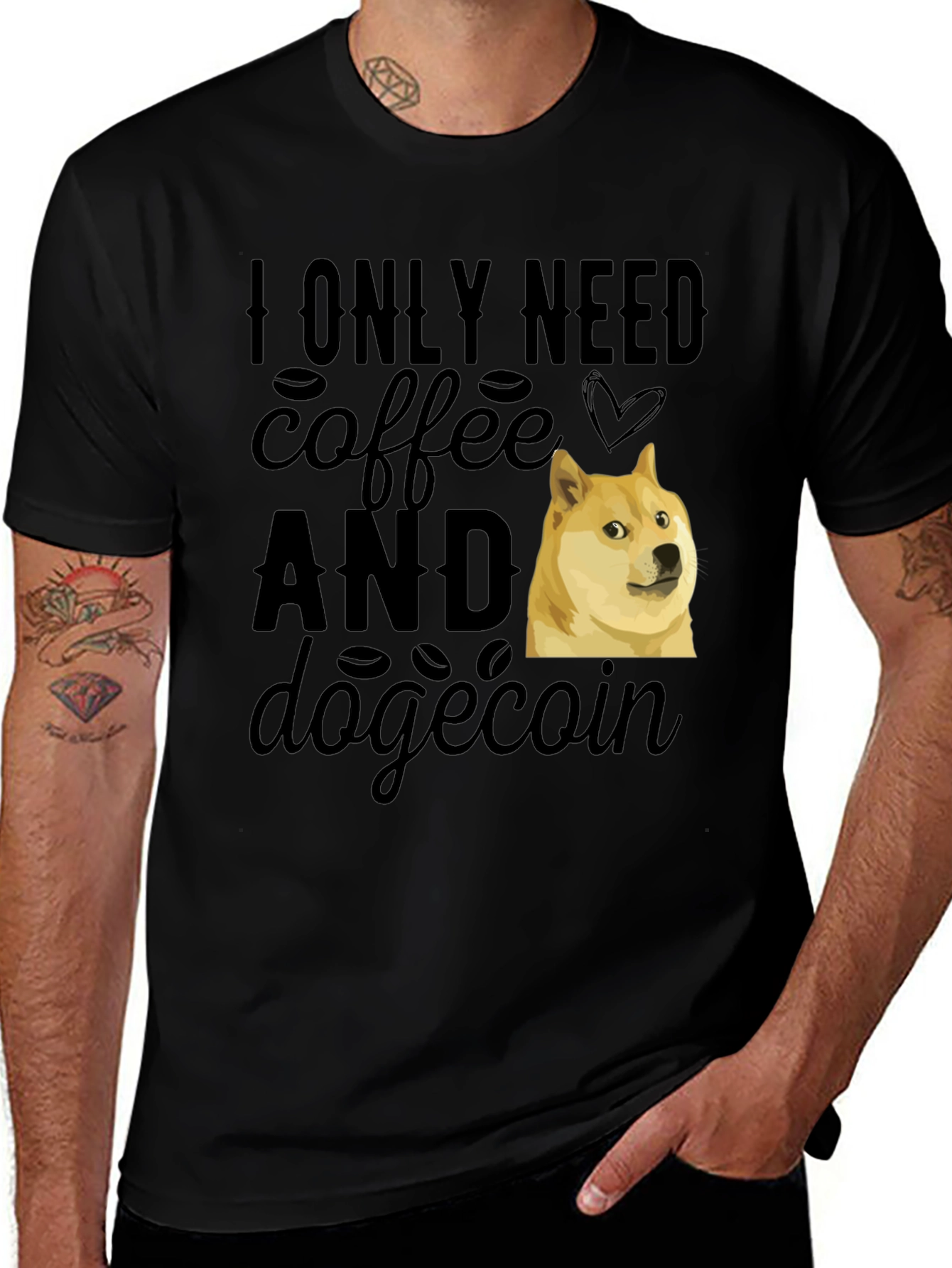 Variant 16 of Coffee & Dogecoin T-Shirt - Meme Crypto Tee