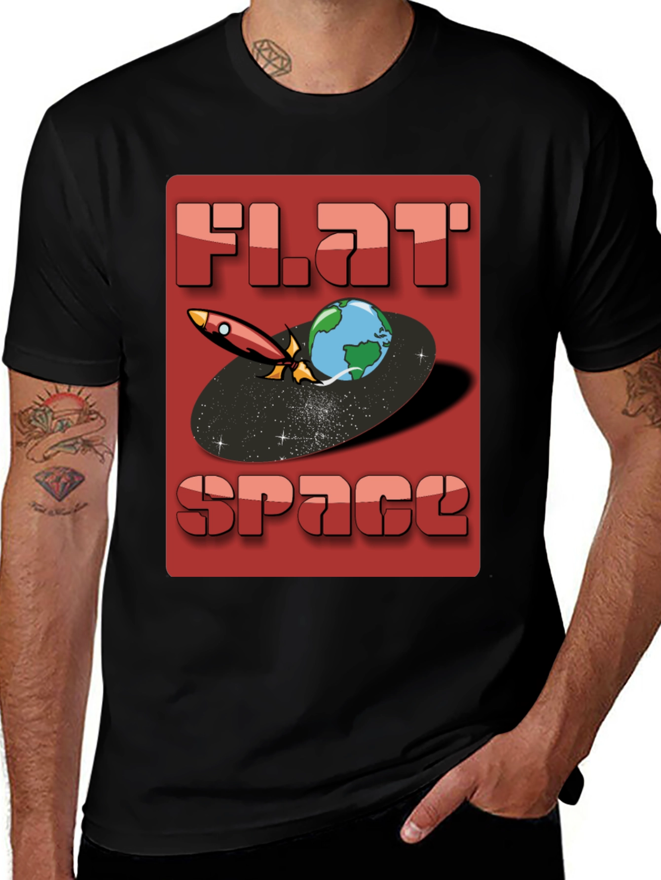Variant 15 of Flat Space Graphic T-Shirt - Black Cotton Tee
