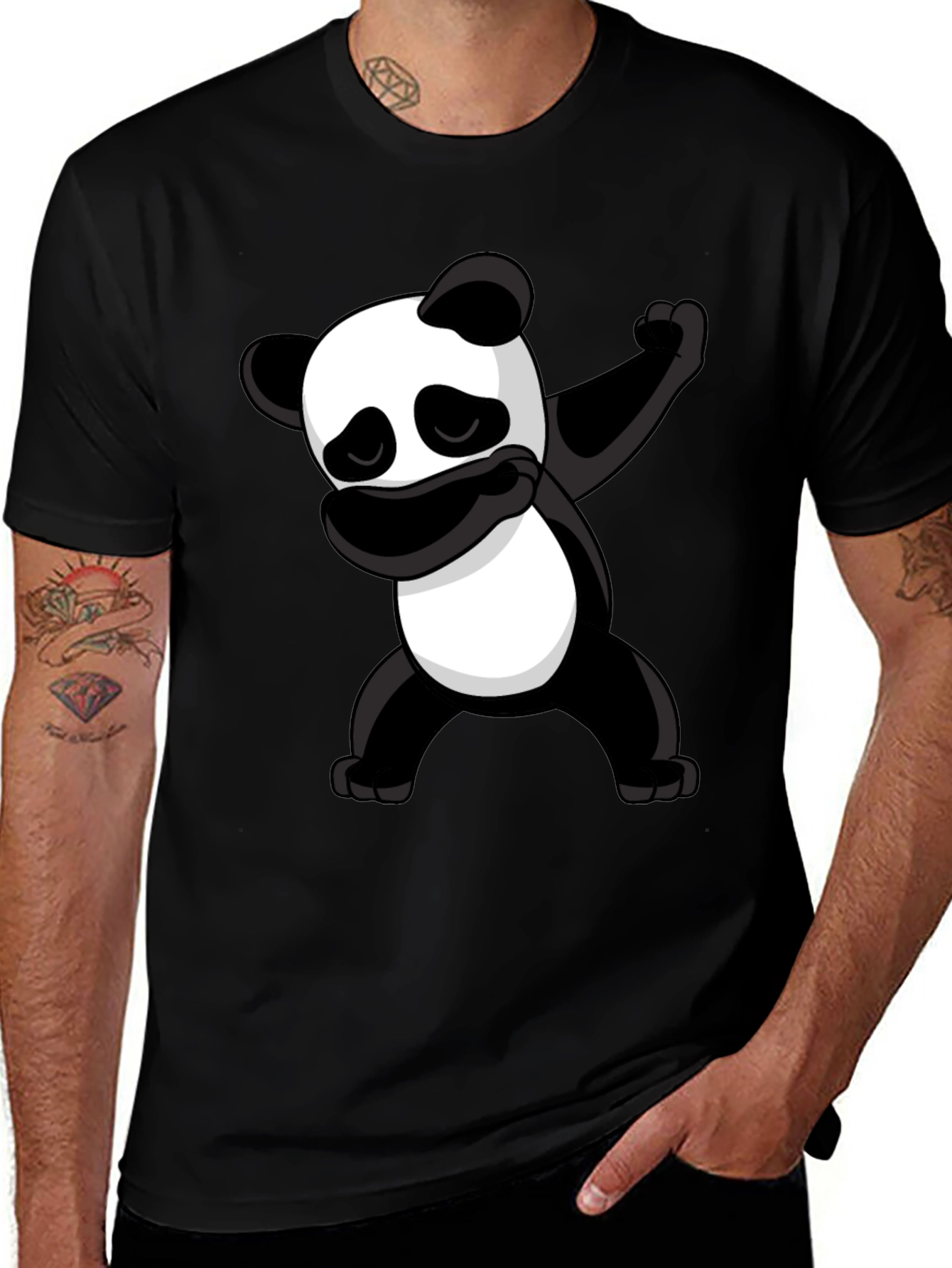 Variant 4 of Dabbing Panda Graphic Tee - Black Cotton T-Shirt