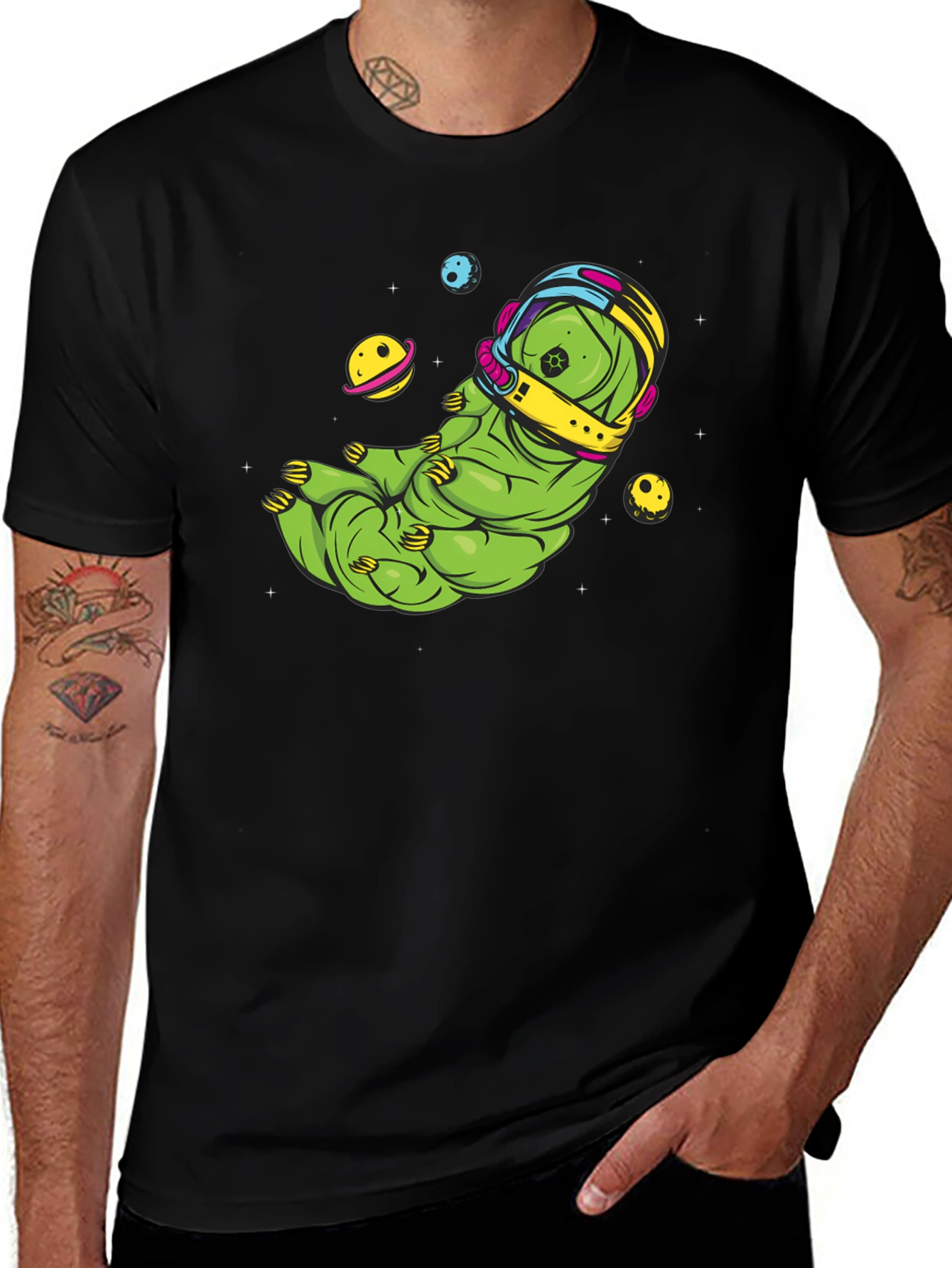 Variant 12 of Astronaut Caterpillar T-Shirt - Space Worm Design