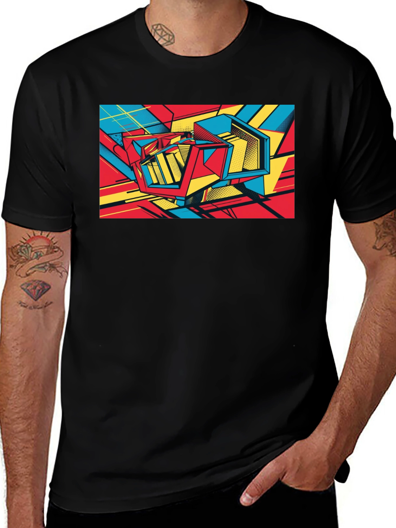 Variant 2 of Abstract Graphic Print Black T-Shirt