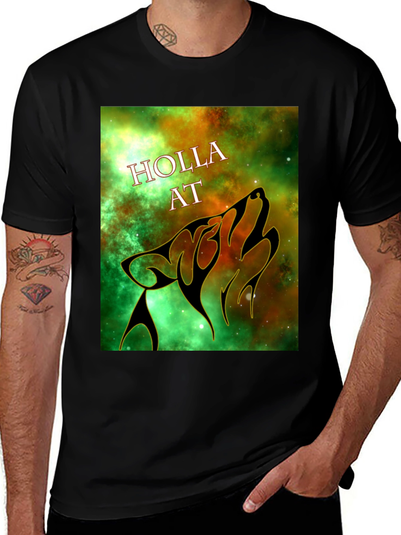 Variant 15 of Holla At Wolf Graphic Tee - Black Unisex T-Shirt