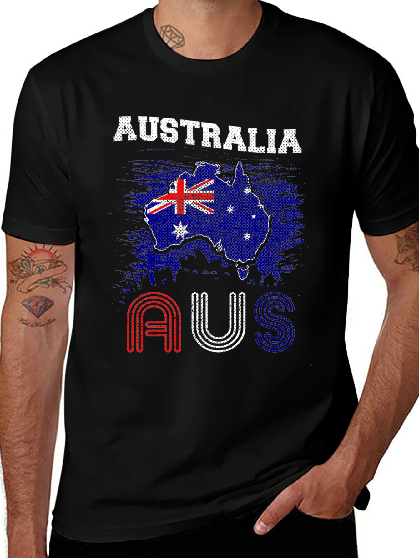 Australia Flag Graphic Tee - Black