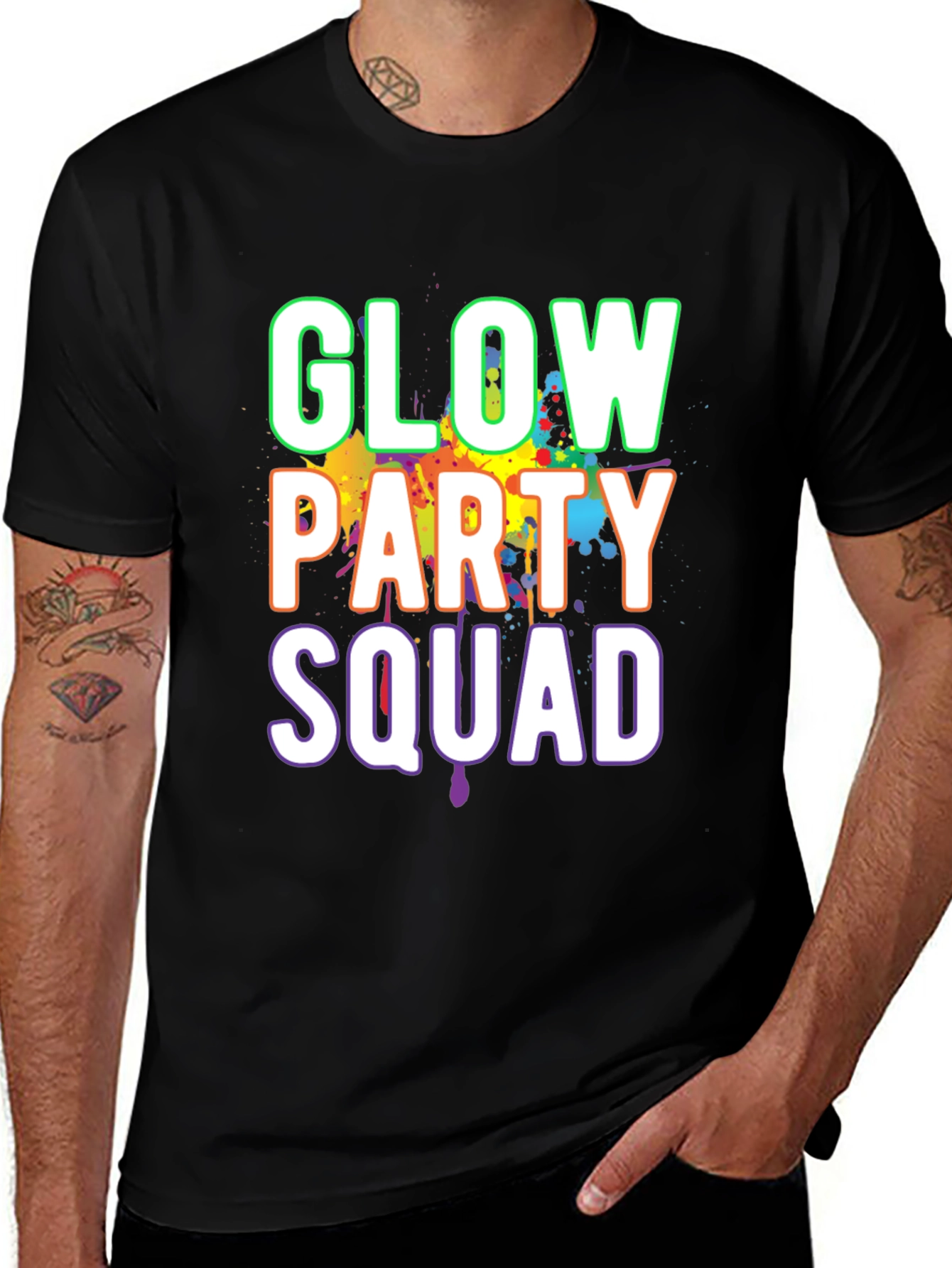 Variant 23 of Glow Party Squad T-Shirt - Black Crew Neck