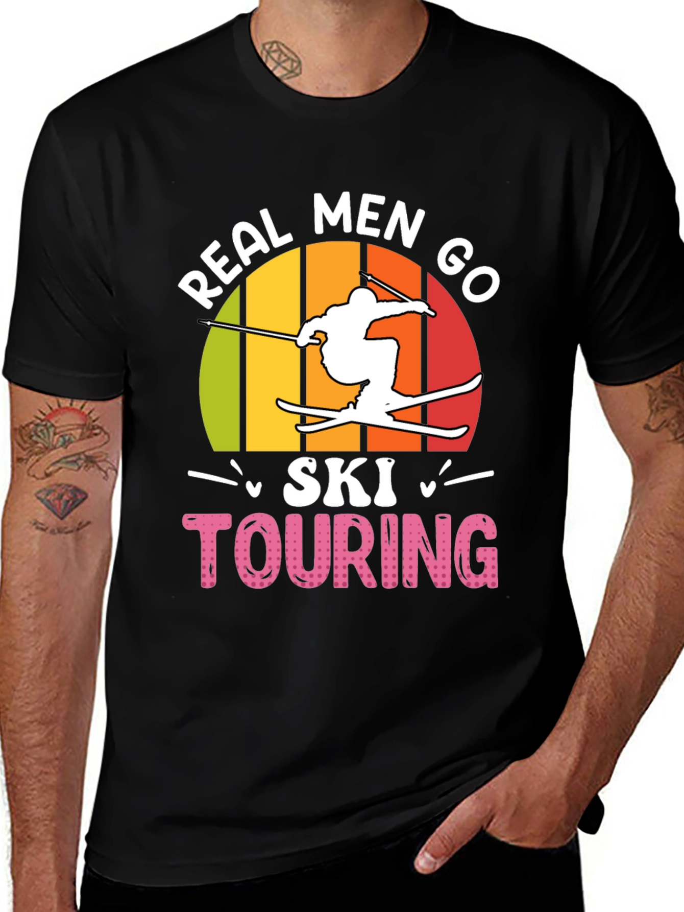 Variant 10 of Real Men Ski Touring Graphic T-Shirt