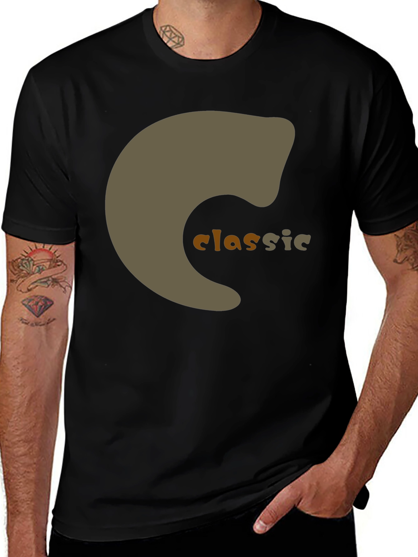 Classic Graphic Print Black T-Shirt