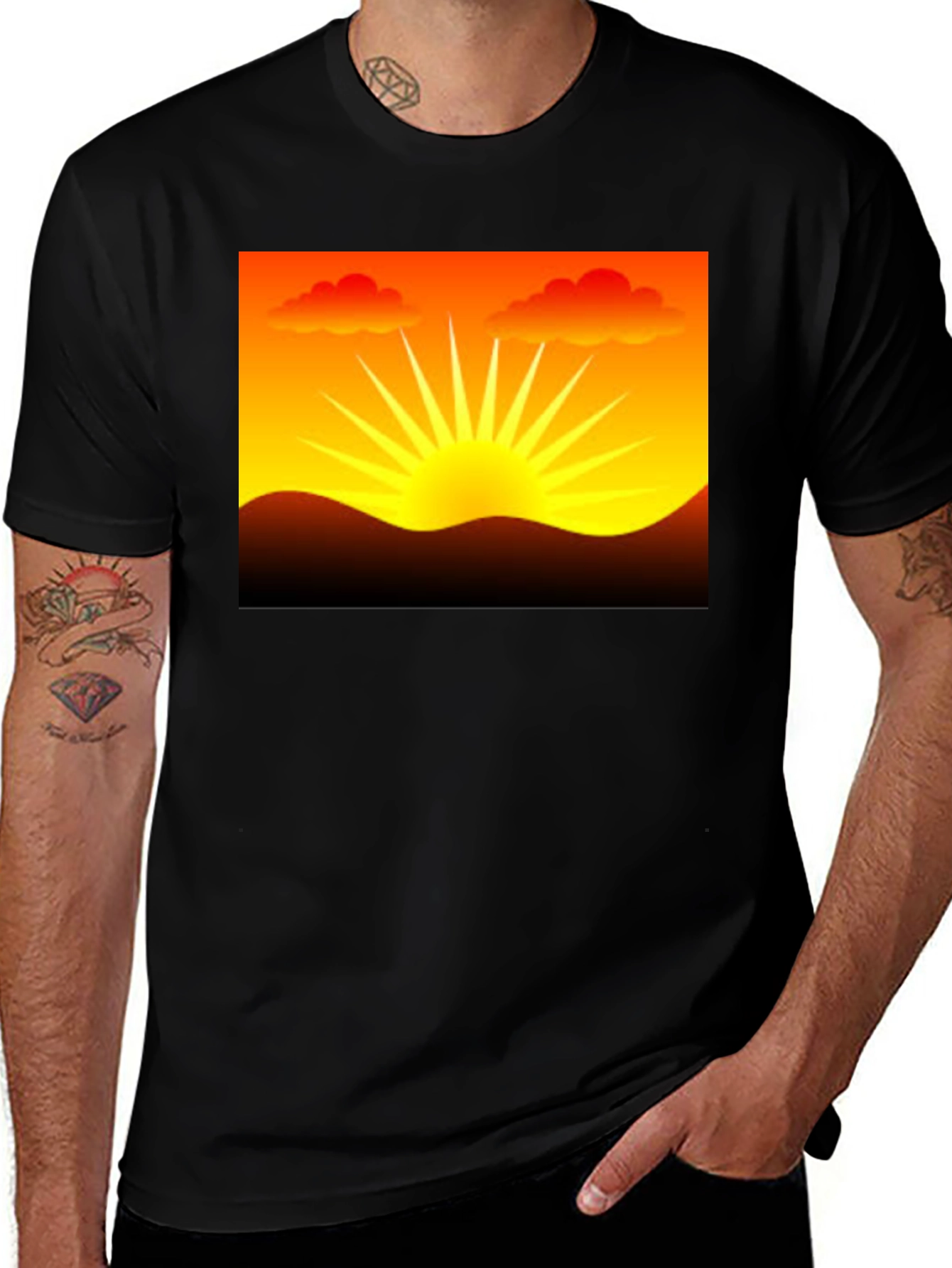Black Sunset Graphic Black T-Shirt main image