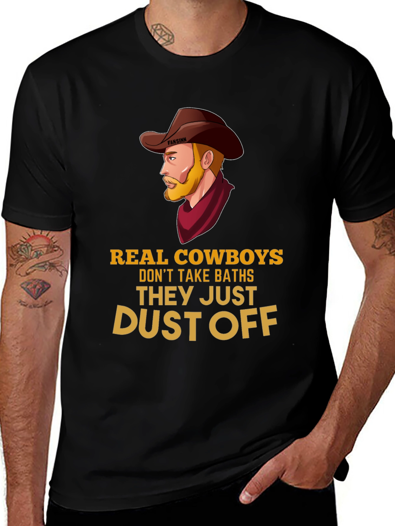 Variant 28 of Real Cowboys Don't Take Baths Funny Graphic T-Shirt