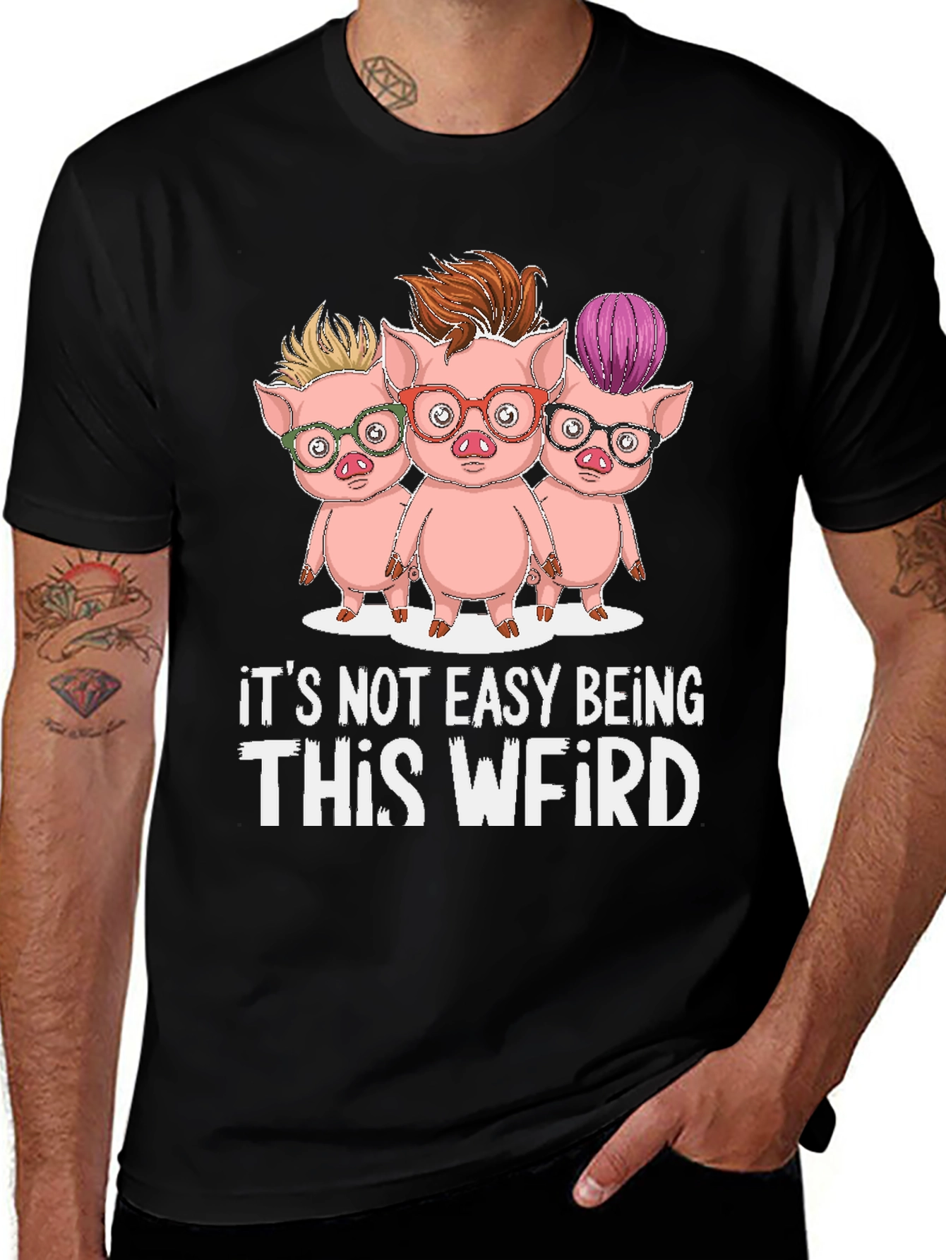 Variant 30 of Funny Weird Pigs Graphic T-Shirt