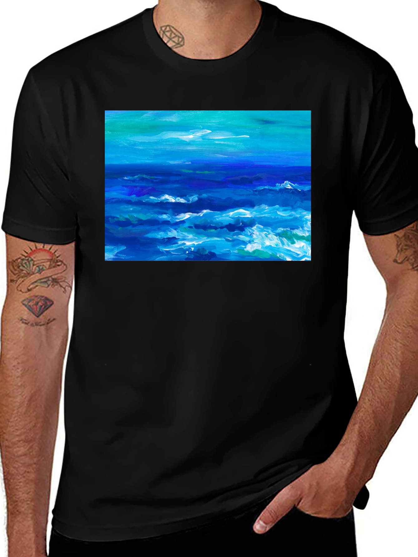 Variant 21 of Ocean Wave Art Black T-Shirt