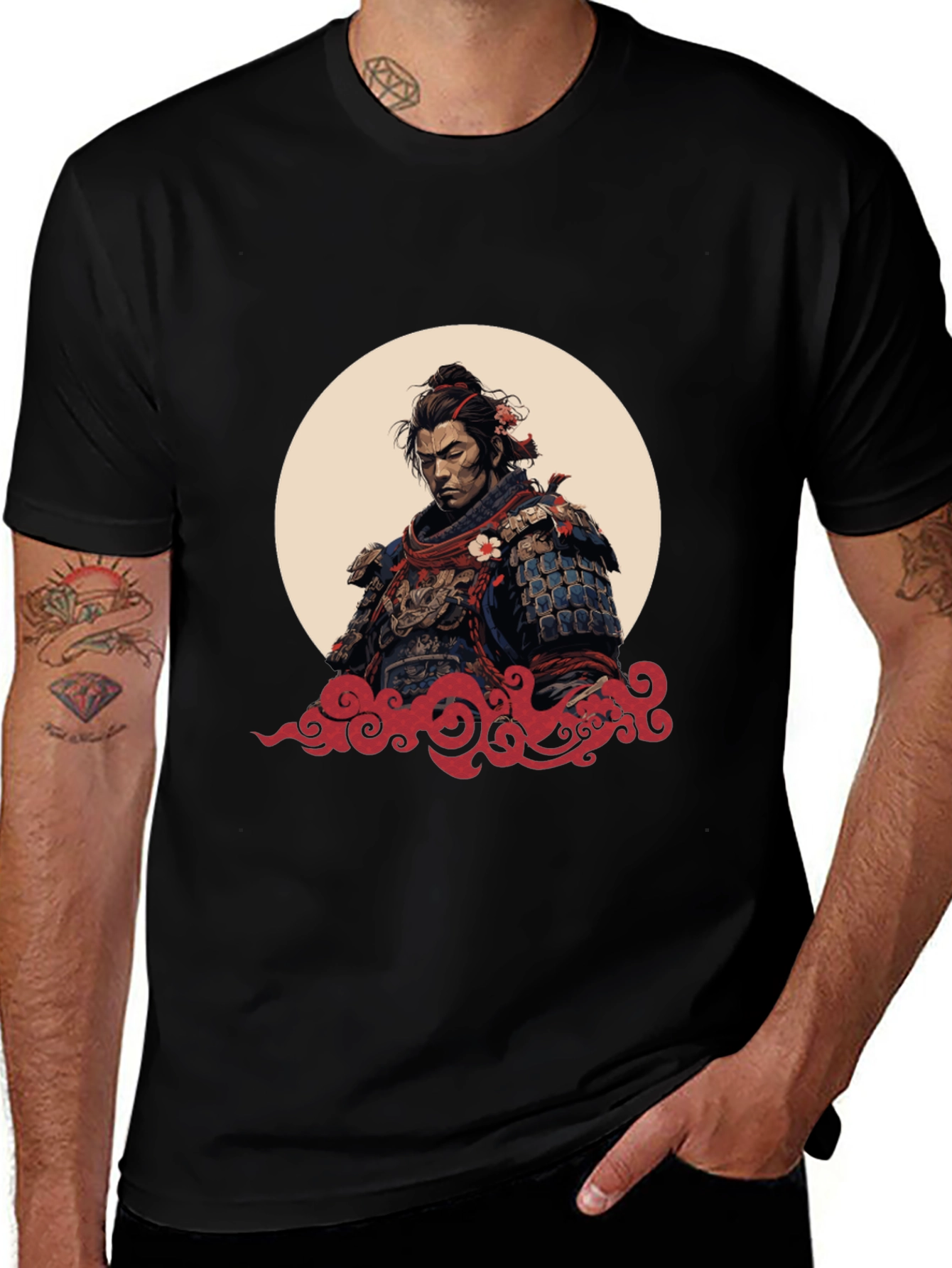 Variant 6 of Samurai Warrior Graphic Tee - Black