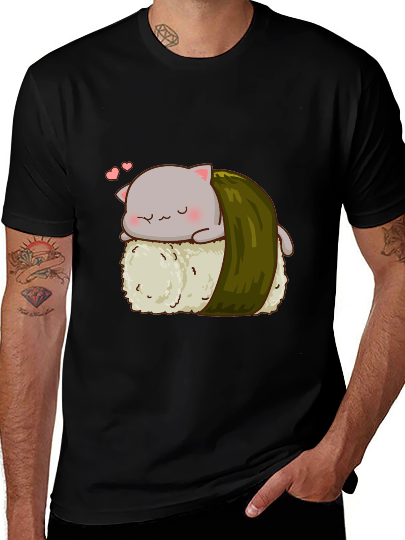 Variant 27 of Sushi Cat Black T-Shirt