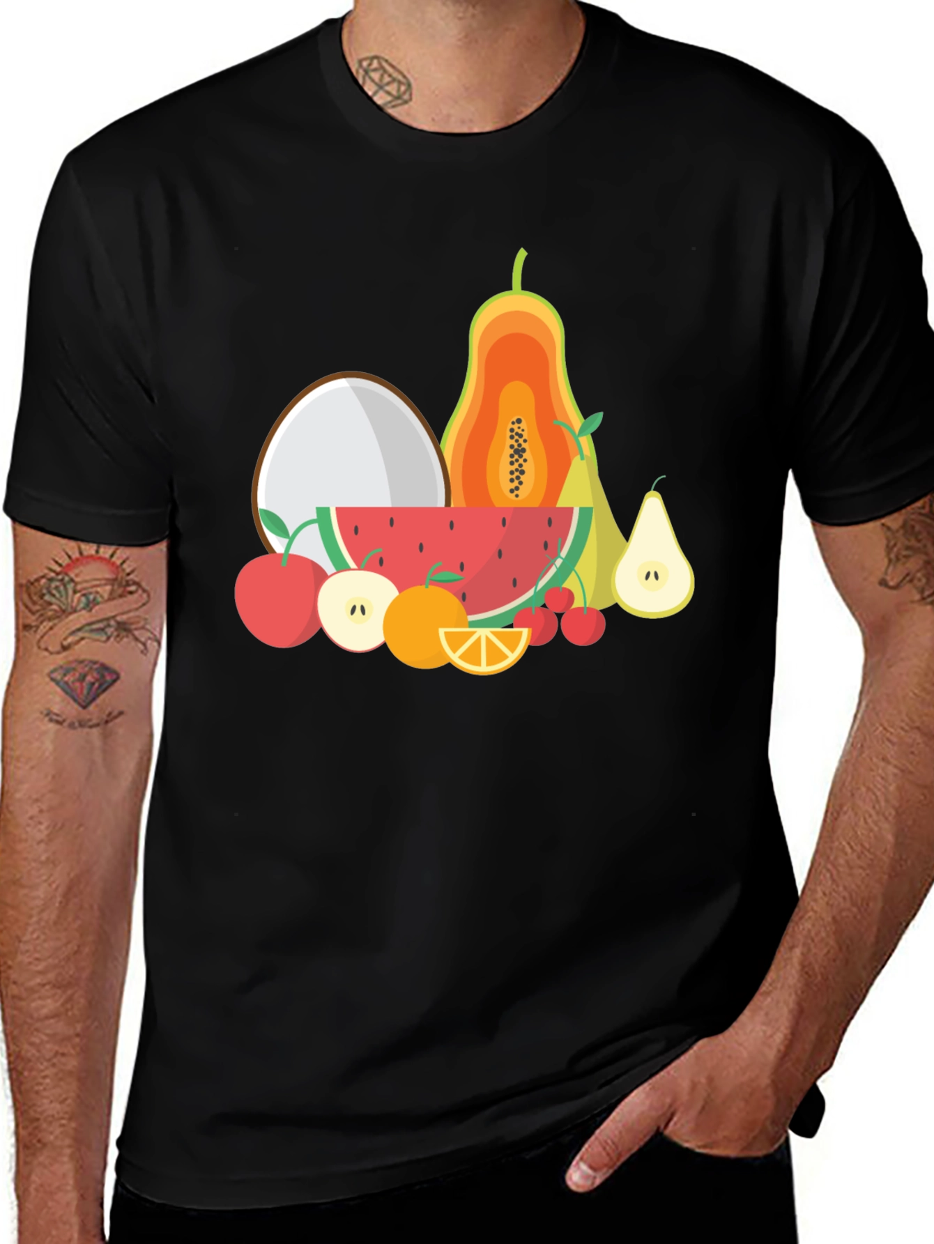 Variant 23 of Fruit Medley Graphic Tee - Unisex Black T-Shirt