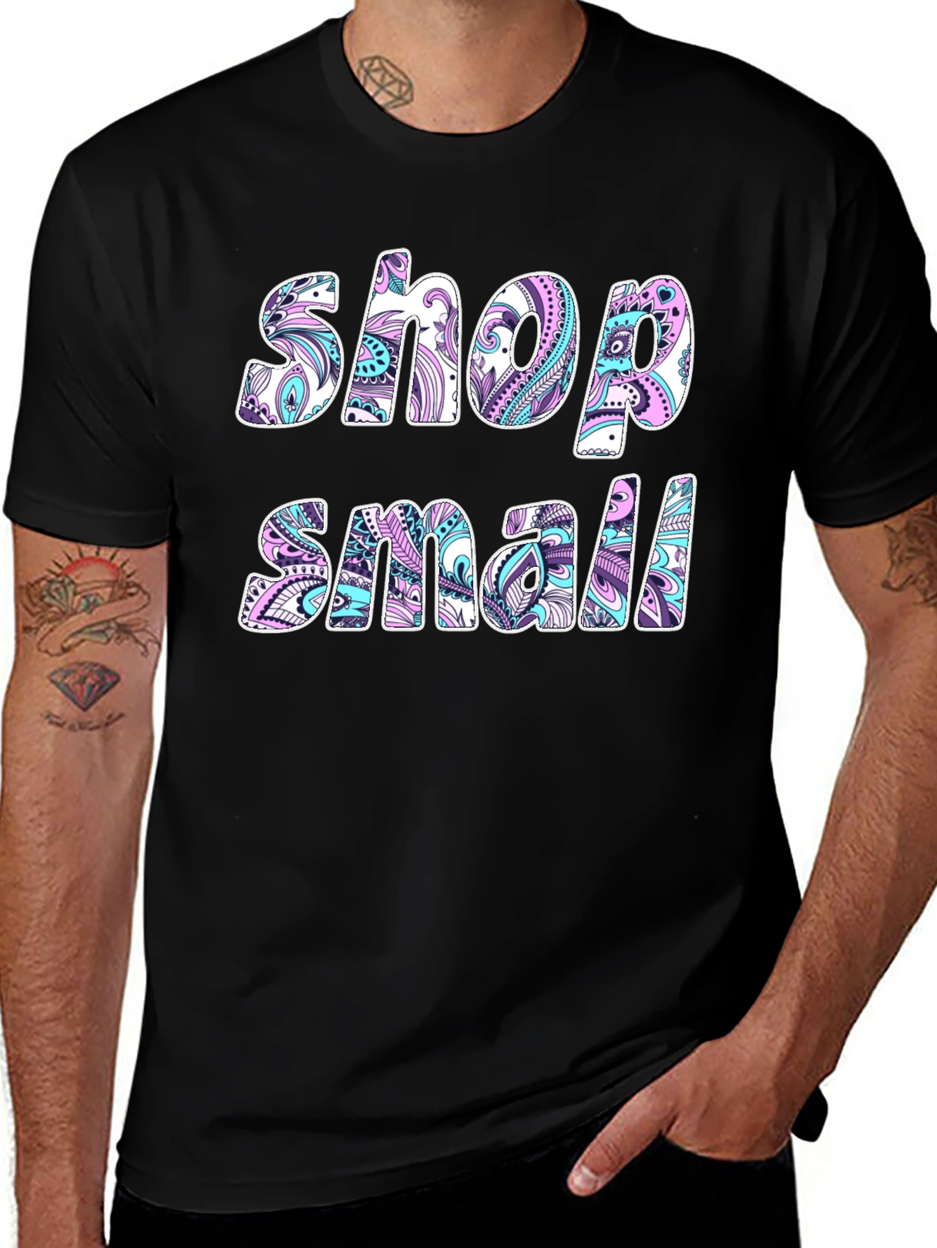 Shop Small Graphic Tee - Black Cotton Blend