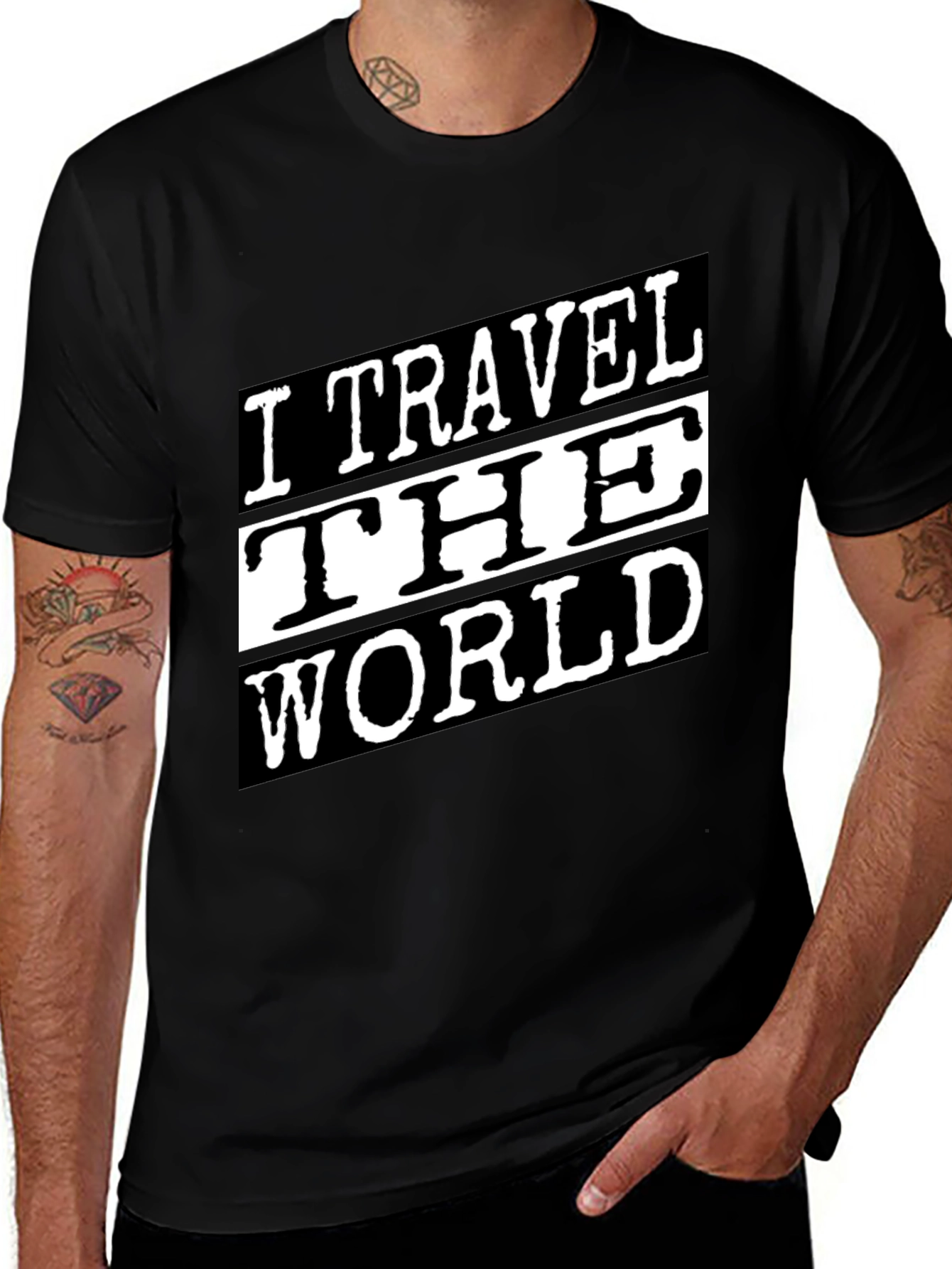 Variant 11 of I Travel The World Graphic Tee - Black