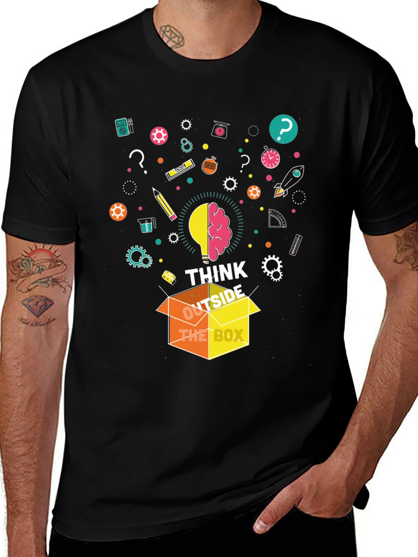 Variant 16 of Think Outside the Box Graphic Tee - Creative Unisex T-Shirt
