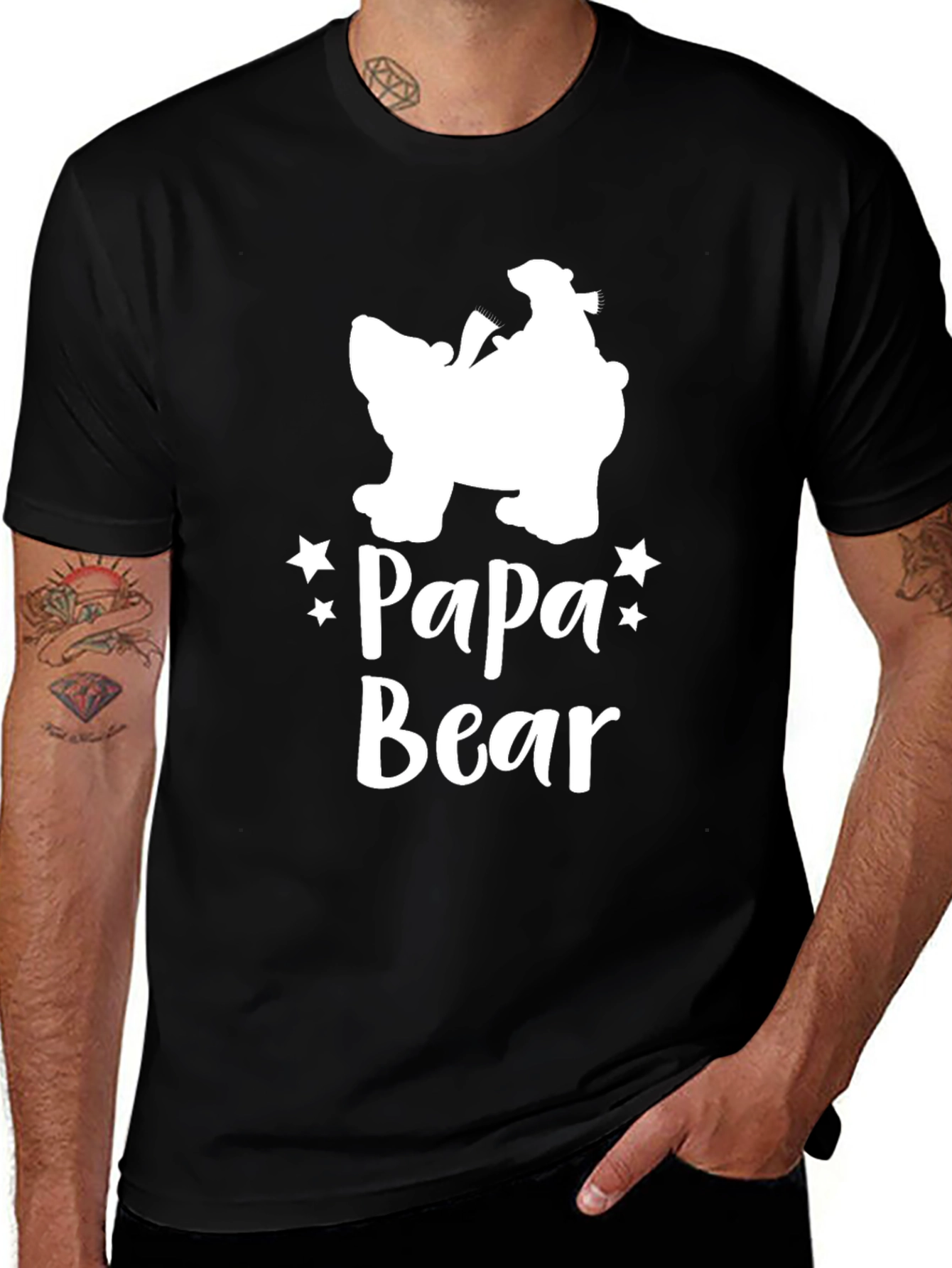 Variant 30 of Papa Bear Graphic Tee - Black Cotton T-Shirt