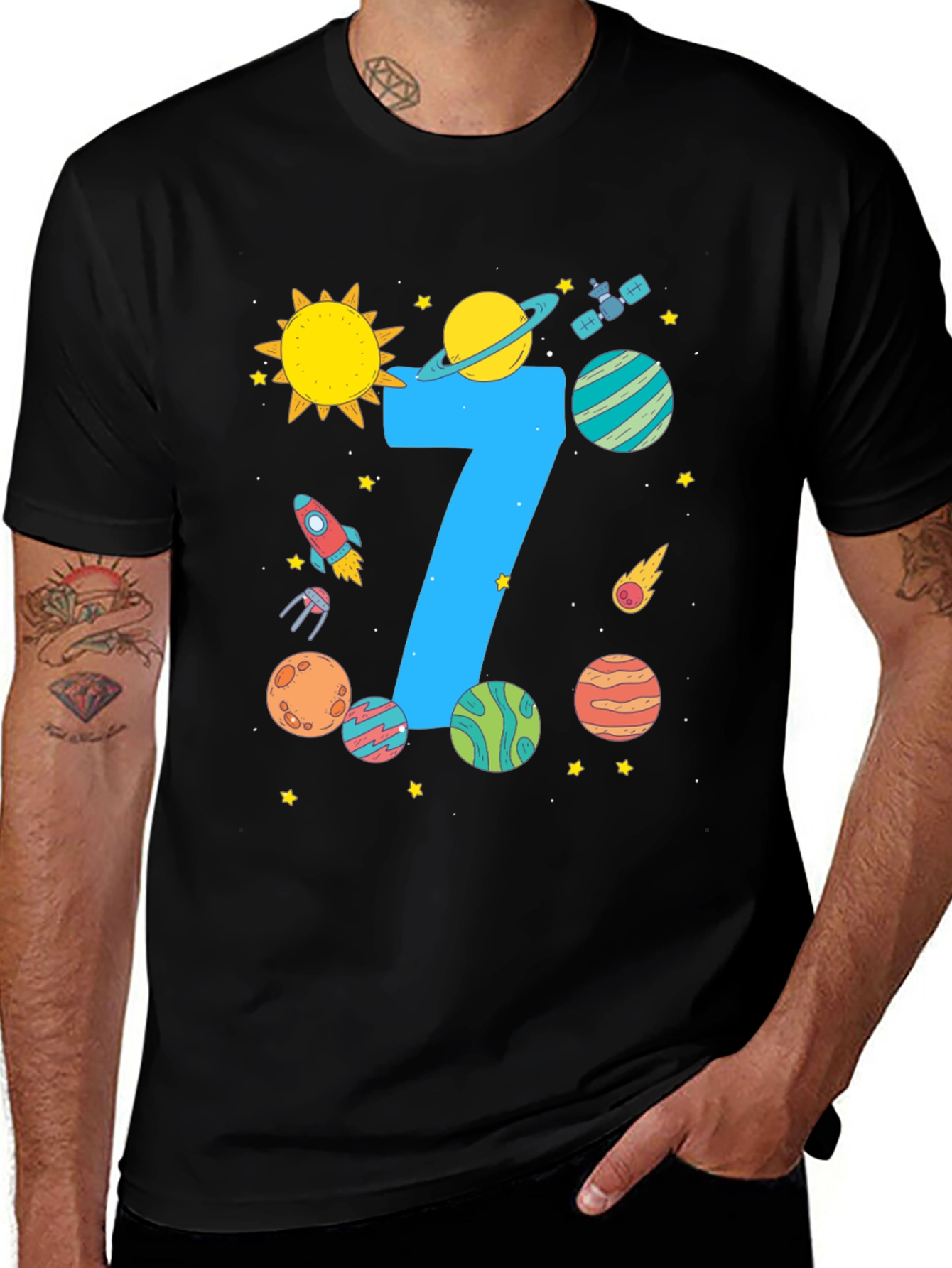 Space Themed 7th Birthday T-Shirt