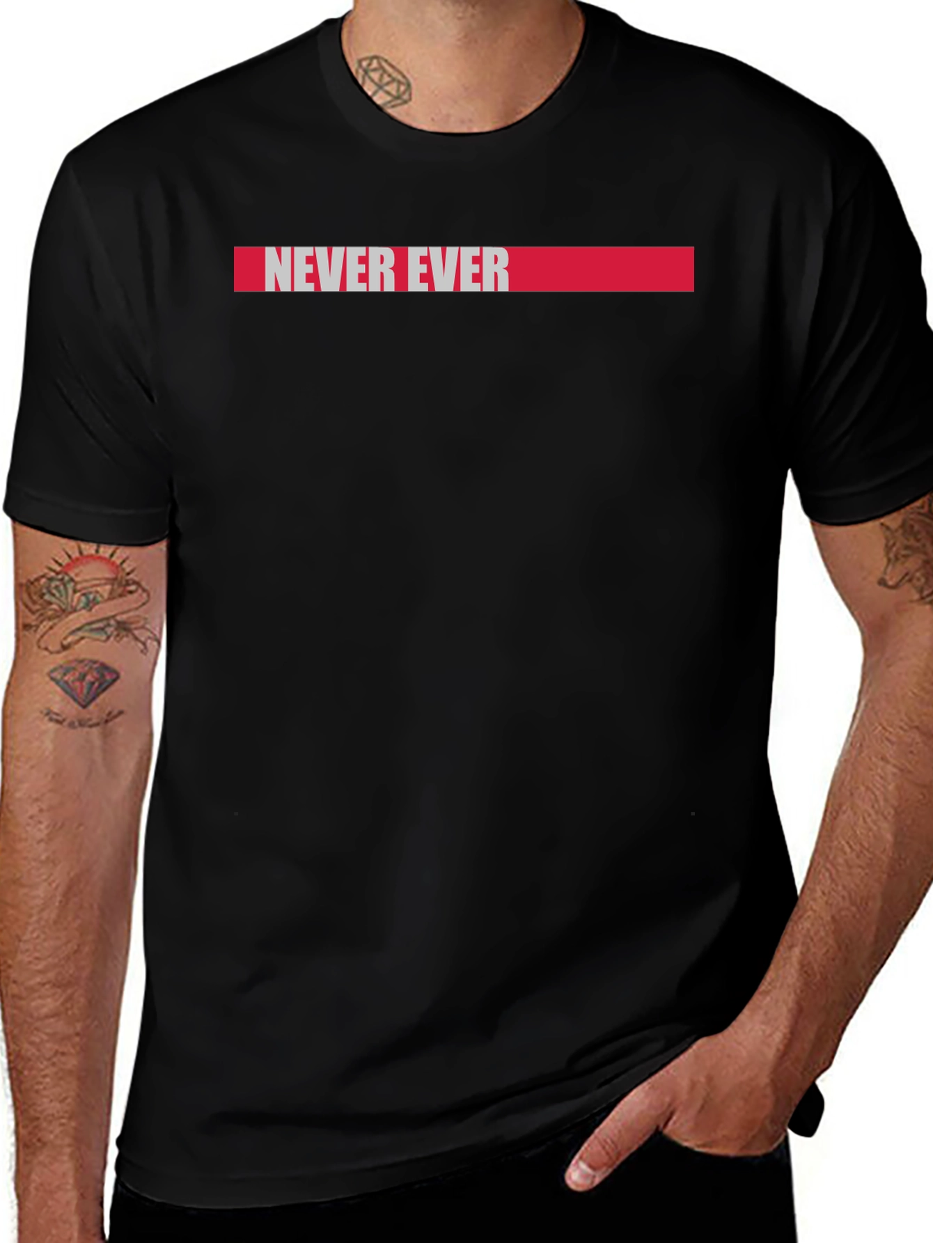 Variant 4 of Never Ever Graphic Tee - Men's Black T-Shirt