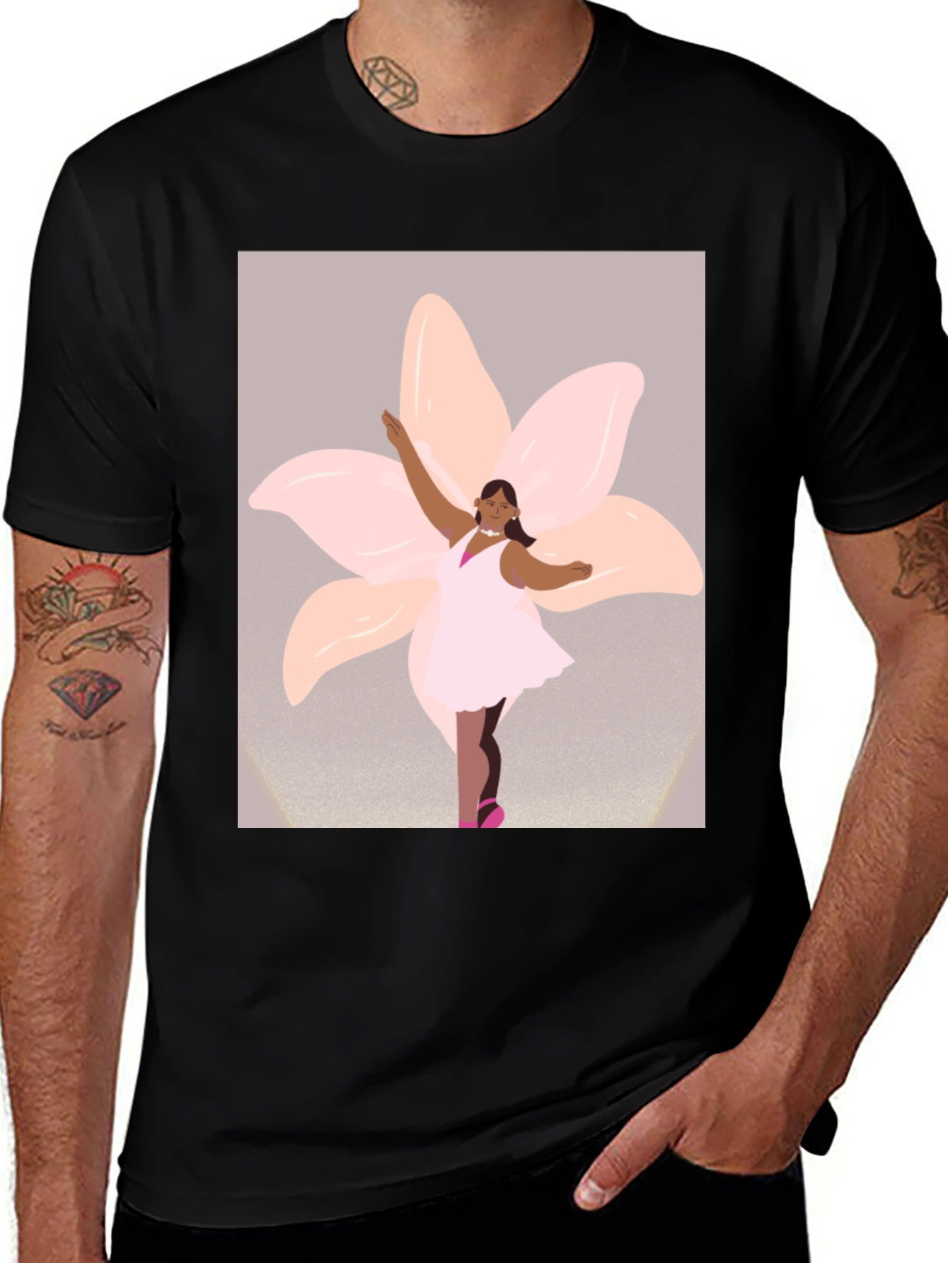 Variant 7 of Ballerina Flower Graphic Tee - Black