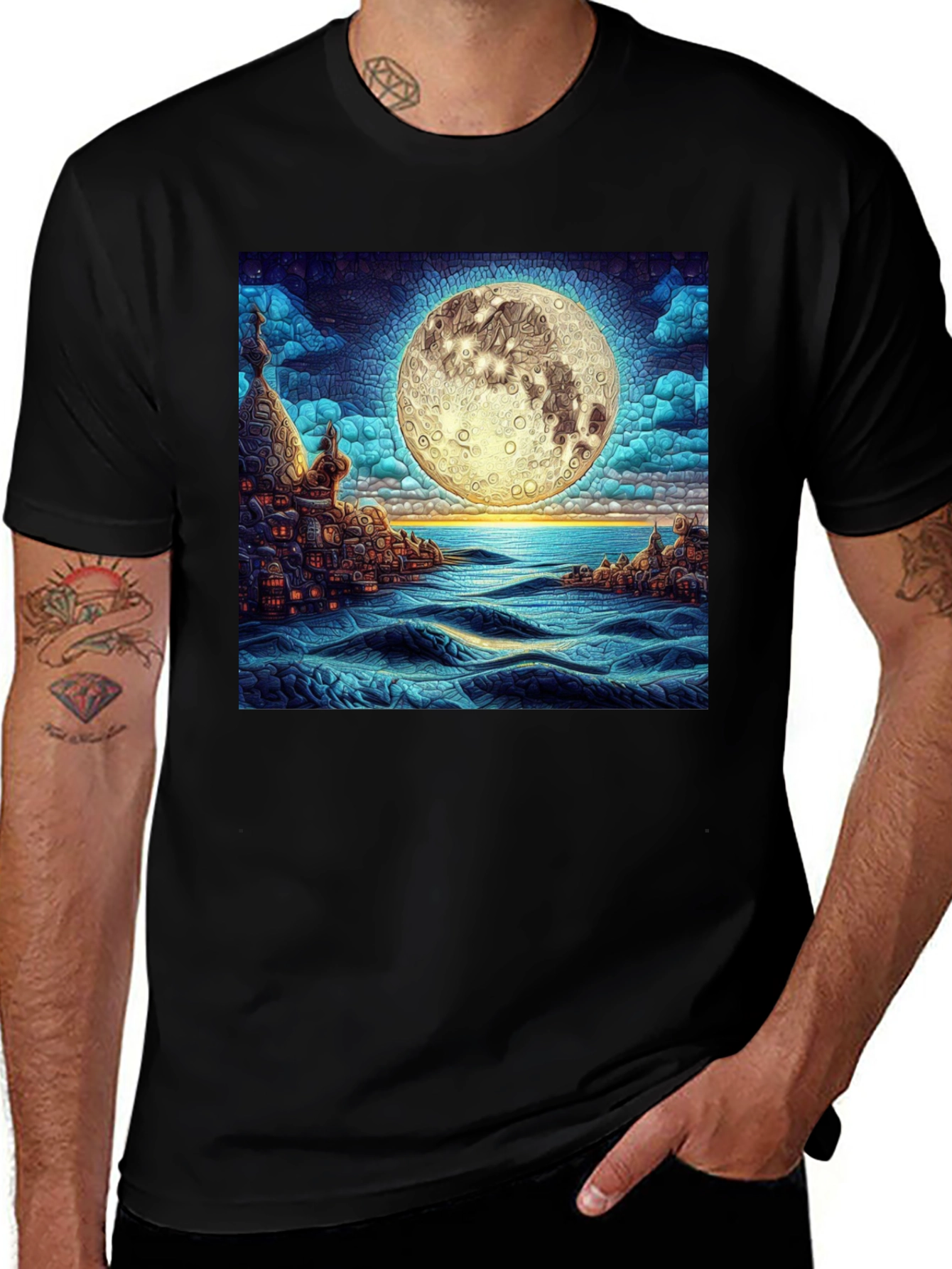 Variant 17 of Moonlit Cityscape Graphic Tee