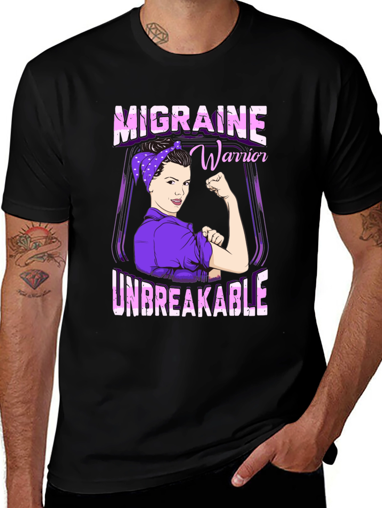 Variant 20 of Migraine Warrior Unbreakable Graphic T-Shirt