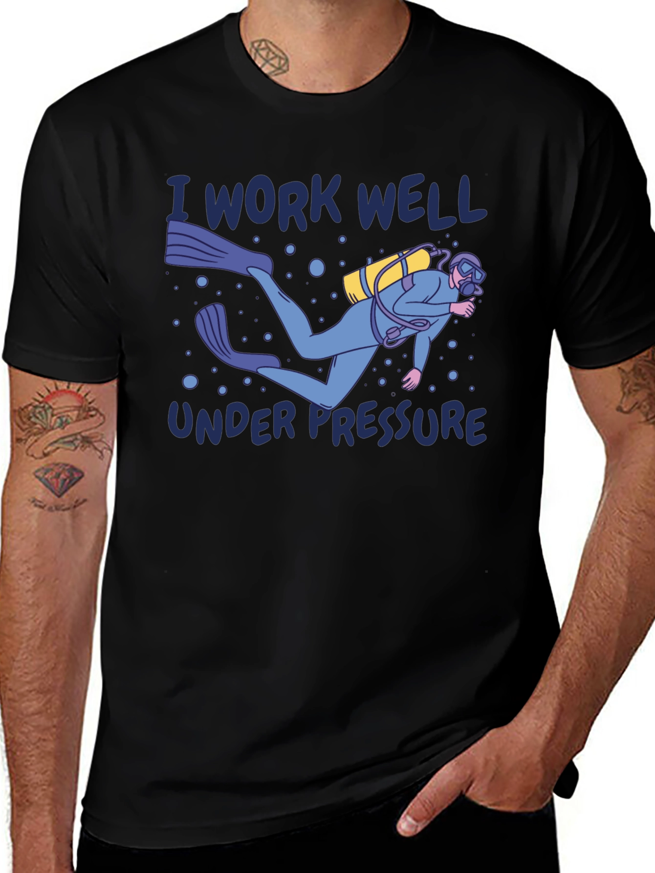 Variant 17 of I Work Well Under Pressure Diver Graphic T-Shirt