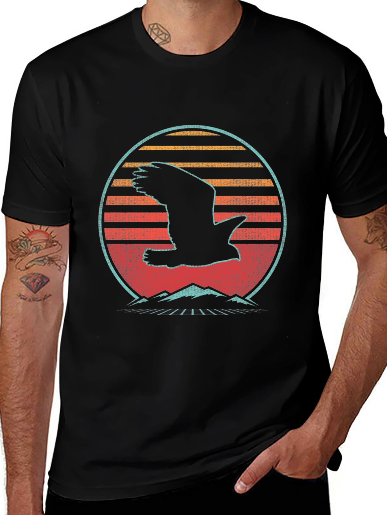 Variant 28 of Retro Sunset Eagle Graphic Tee